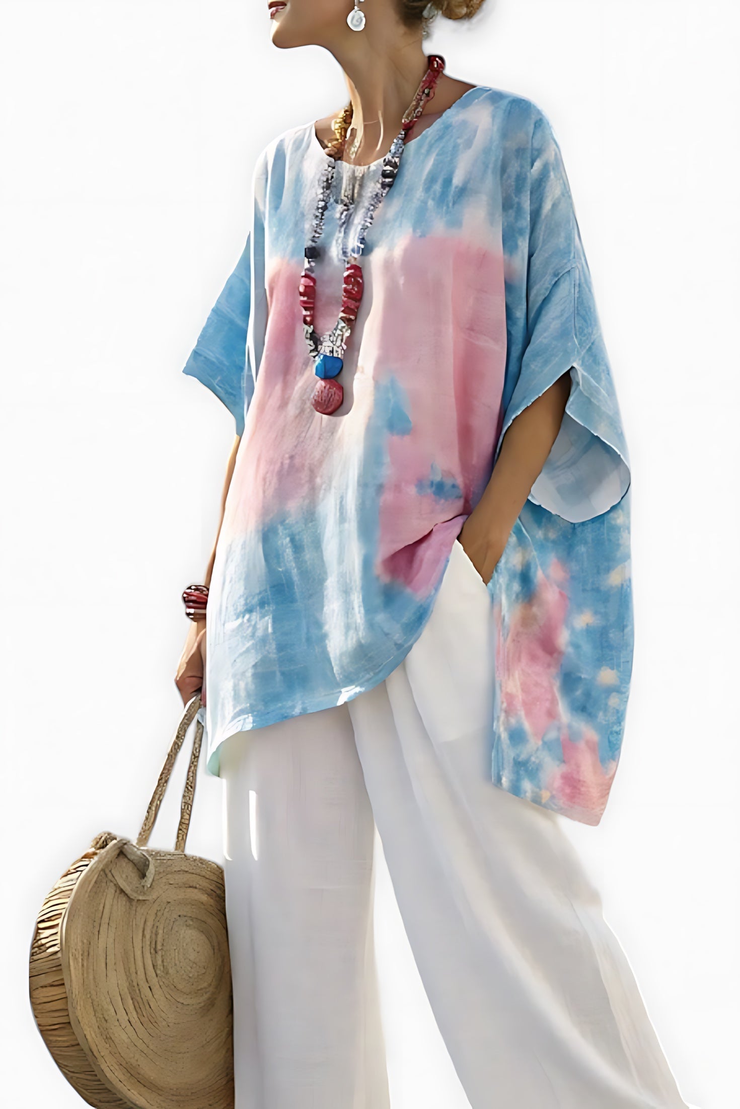 Helena – Tie Dye Oversized Top and Wide Leg Pants Set