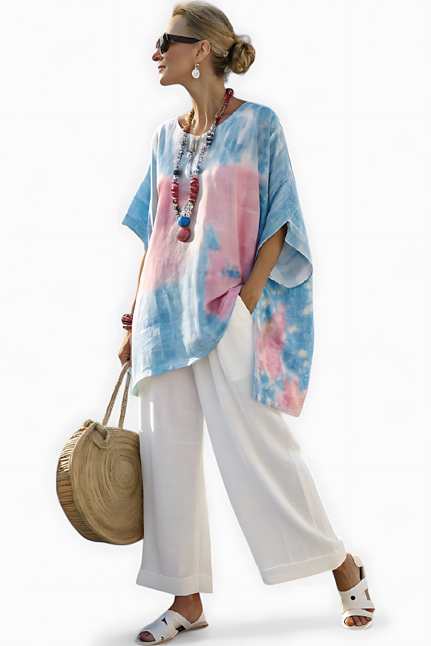 Helena – Tie Dye Oversized Top and Wide Leg Pants Set