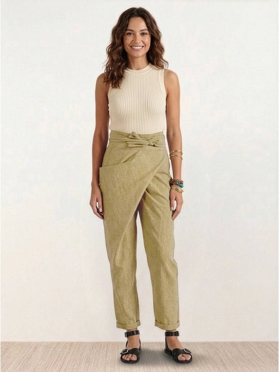 Posy – Wrap Front Cropped Tapered Pants