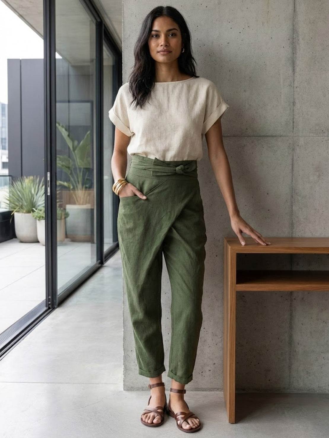 Savannah – Wrap Front Cropped Tapered Pants