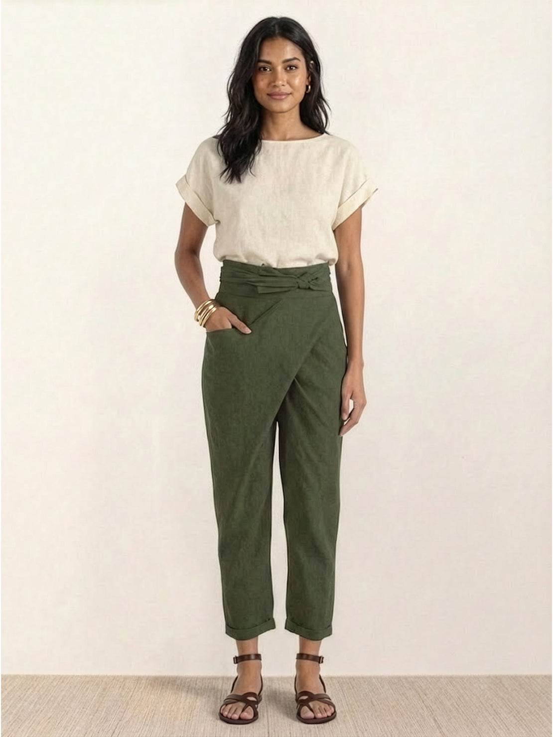 Savannah – Wrap Front Cropped Tapered Pants