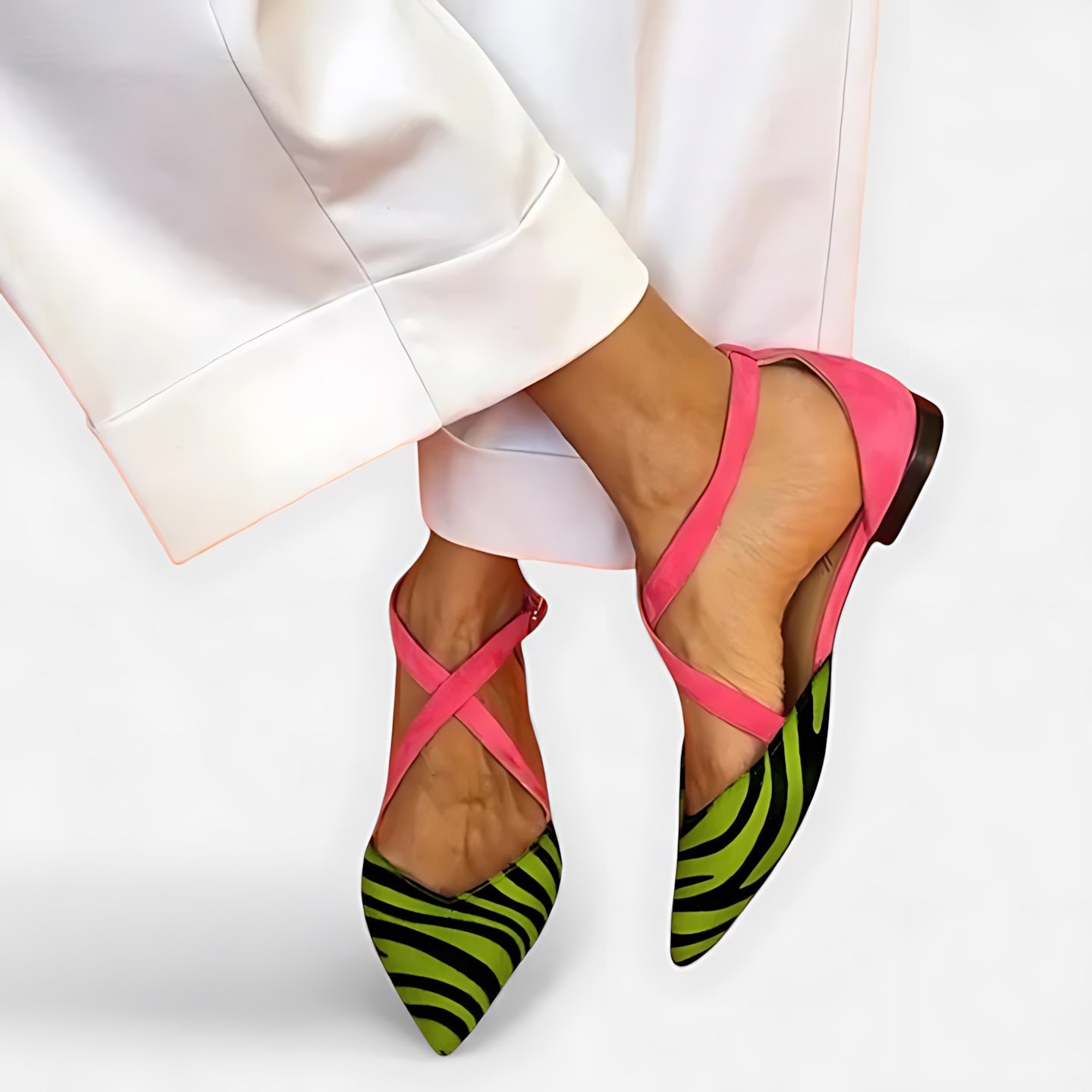 Hope – Zebra Print Pointed Toe Slingback Flats