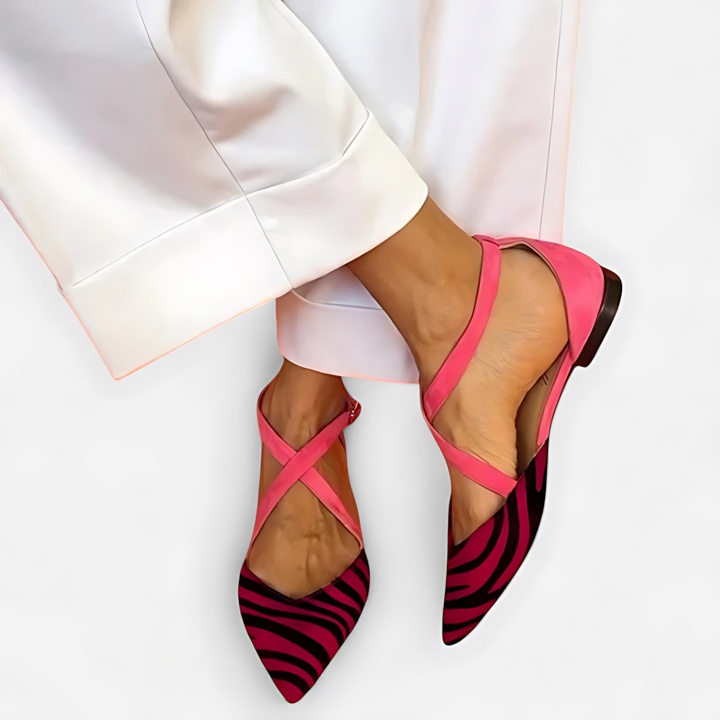 Hope – Zebra Print Pointed Toe Slingback Flats