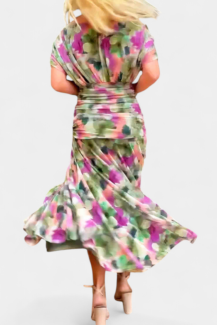 Ava – Mesh Off Shoulder Ruched Evening Maxi Dress
