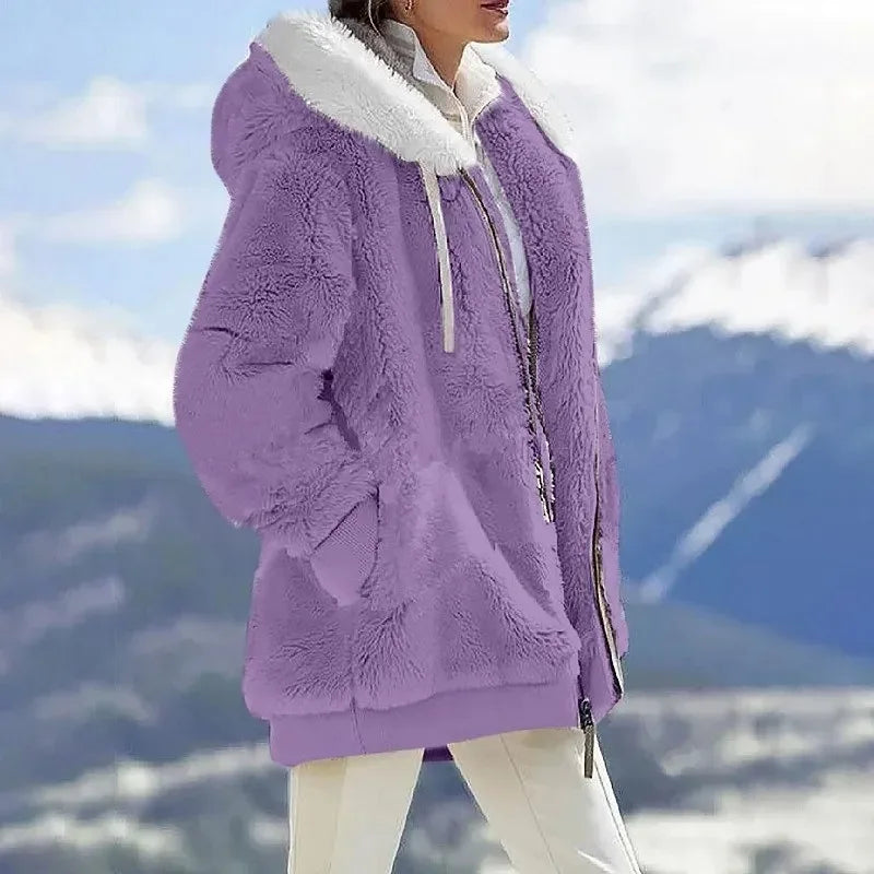 Nadia – Plaid Sherpa Fleece Jacket