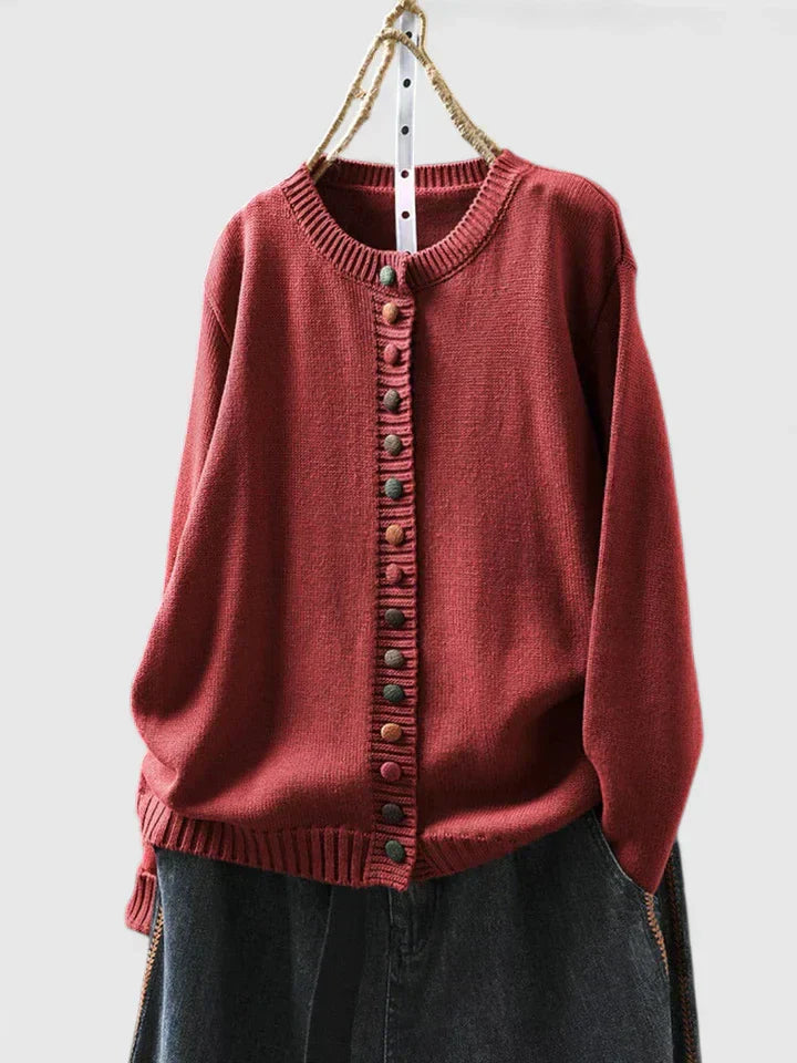 Noelle – Ribbed Knit Button Up Cardigan