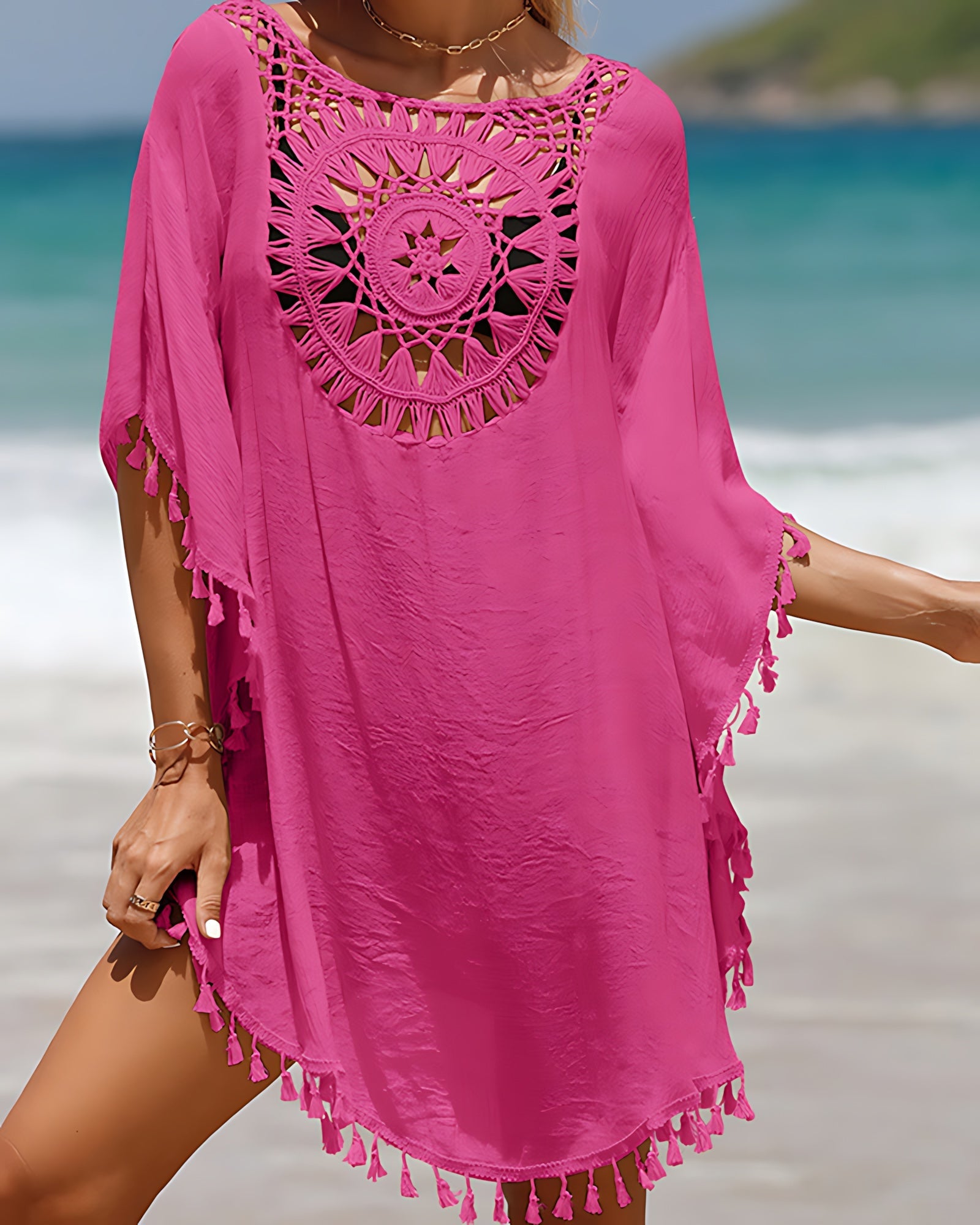 Imogen – Crochet Tassel Kaftan Beach Cover Up