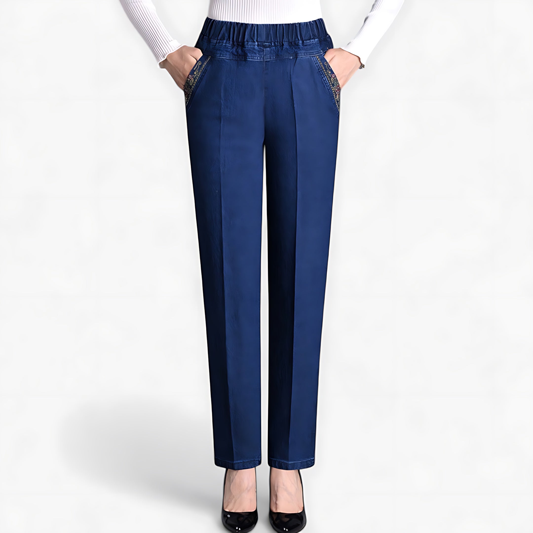 Imogen – Elastic Waist Slim Straight Leg Pants