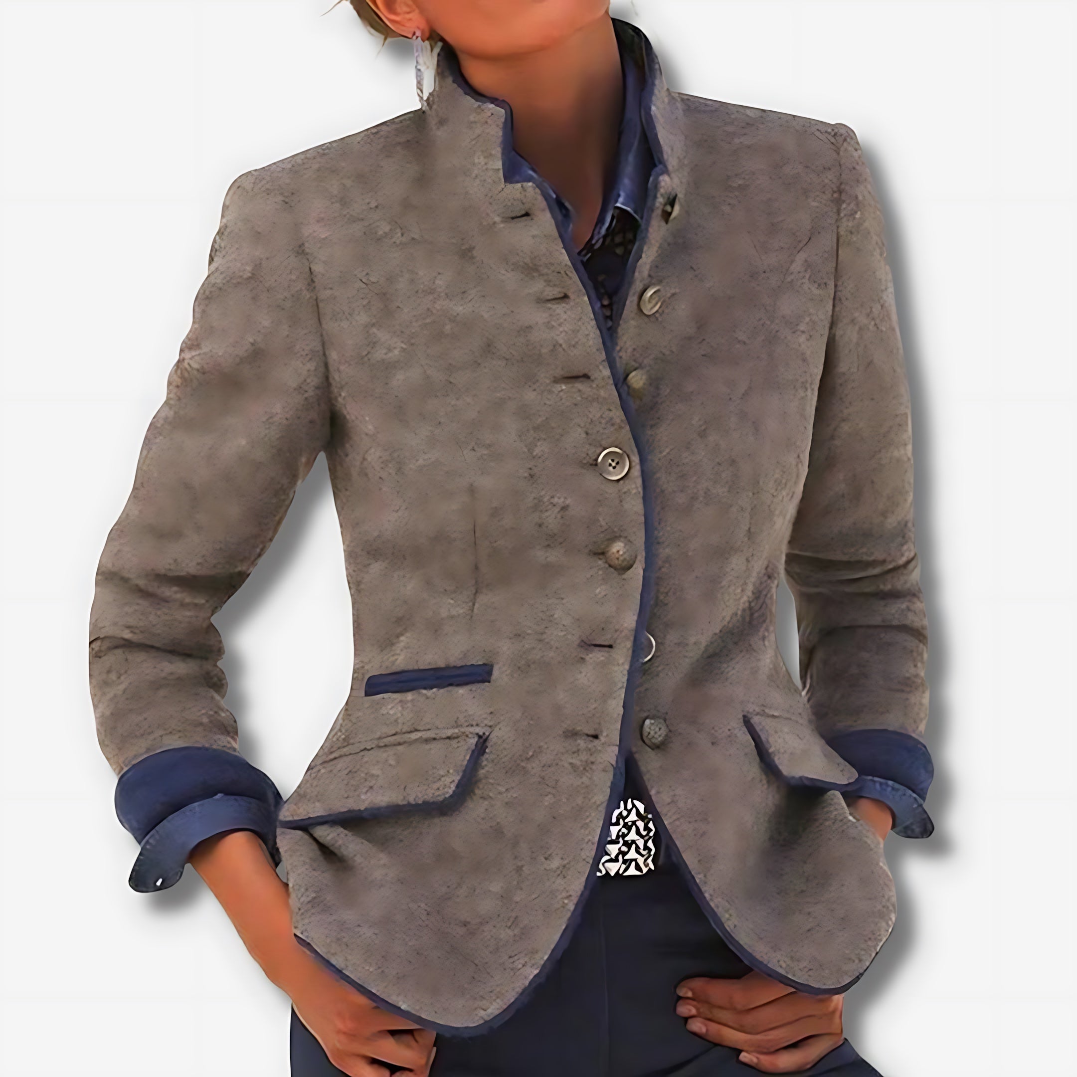 Imogen – Tweed Stand Collar Blazer