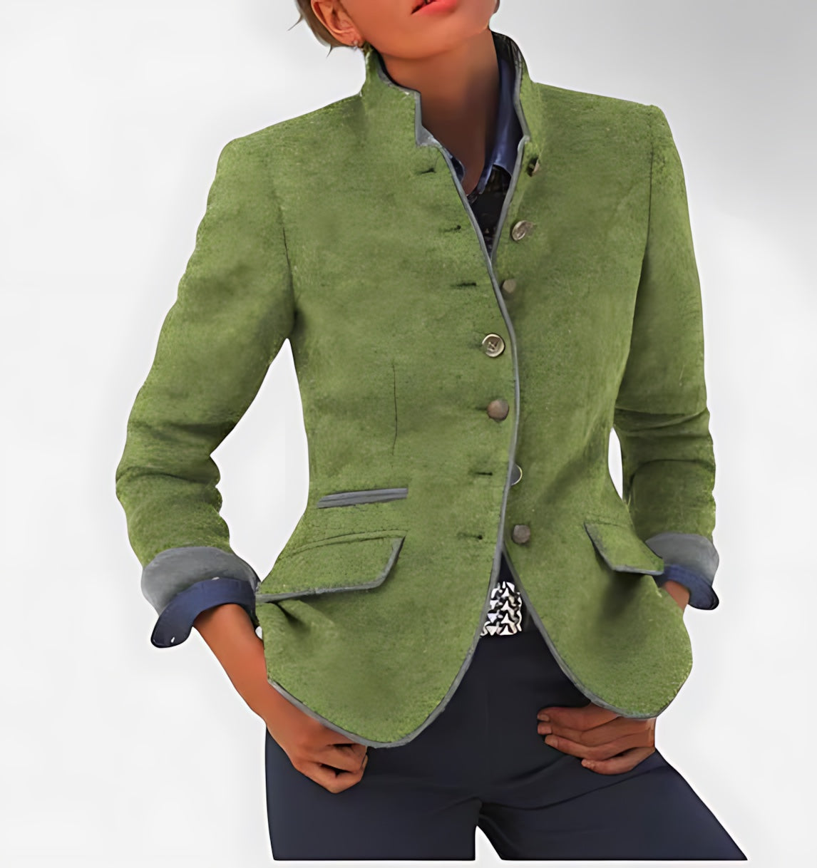 Imogen – Tweed Stand Collar Blazer