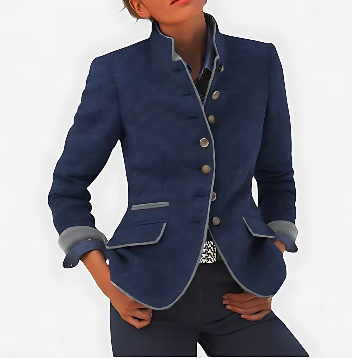 Imogen – Tweed Stand Collar Blazer