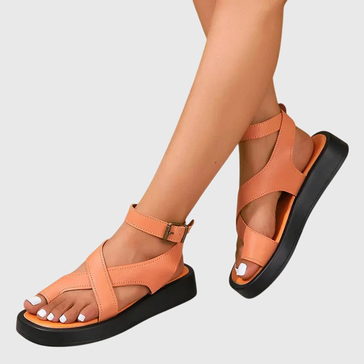 Norah – Toe Loop Ankle Strap Flat Sandals