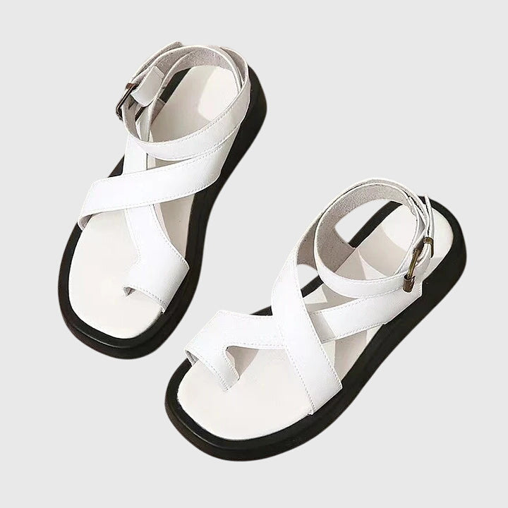 Norah – Toe Loop Ankle Strap Flat Sandals