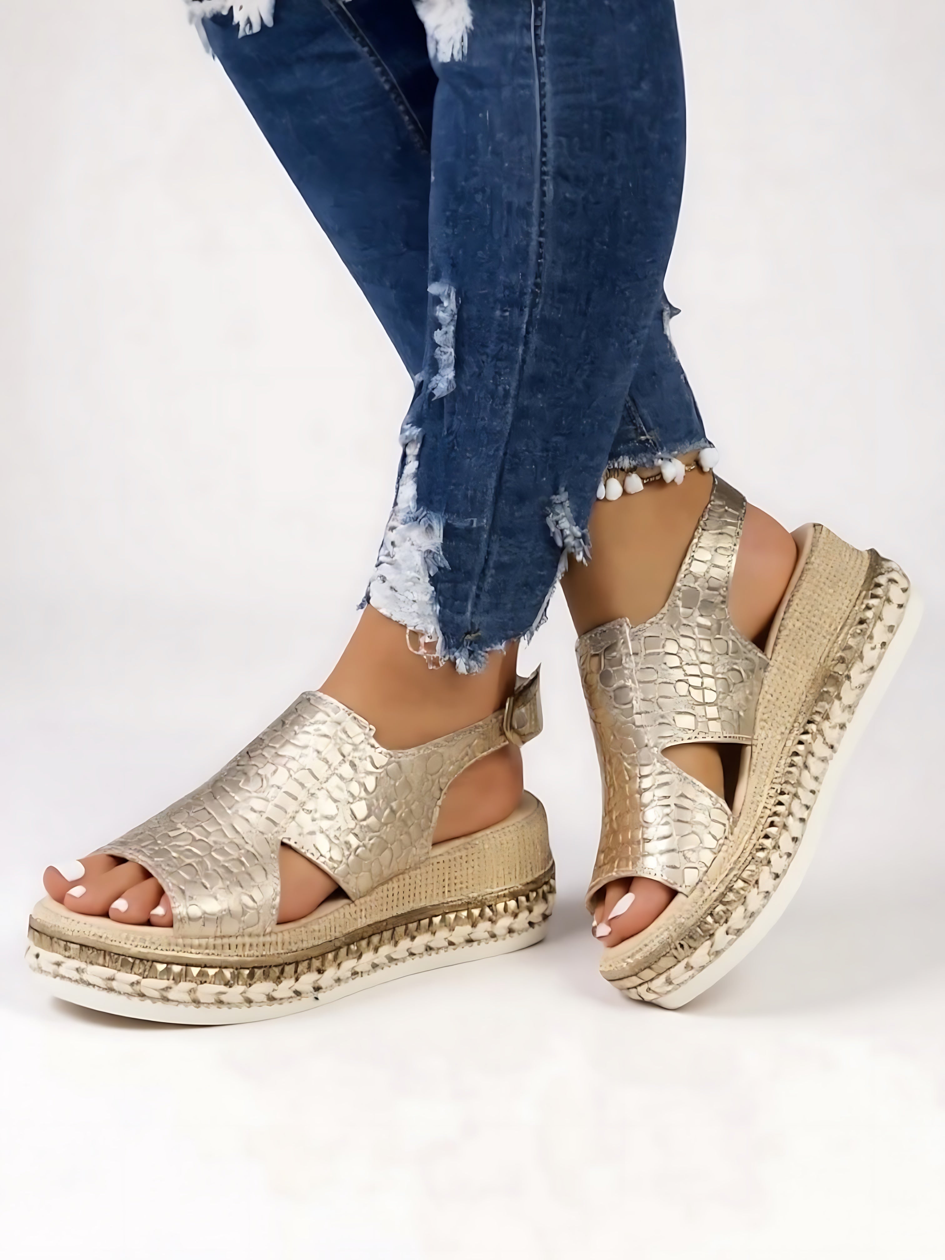 Iris – Crisscross Espadrille Platform Wedge Sandals
