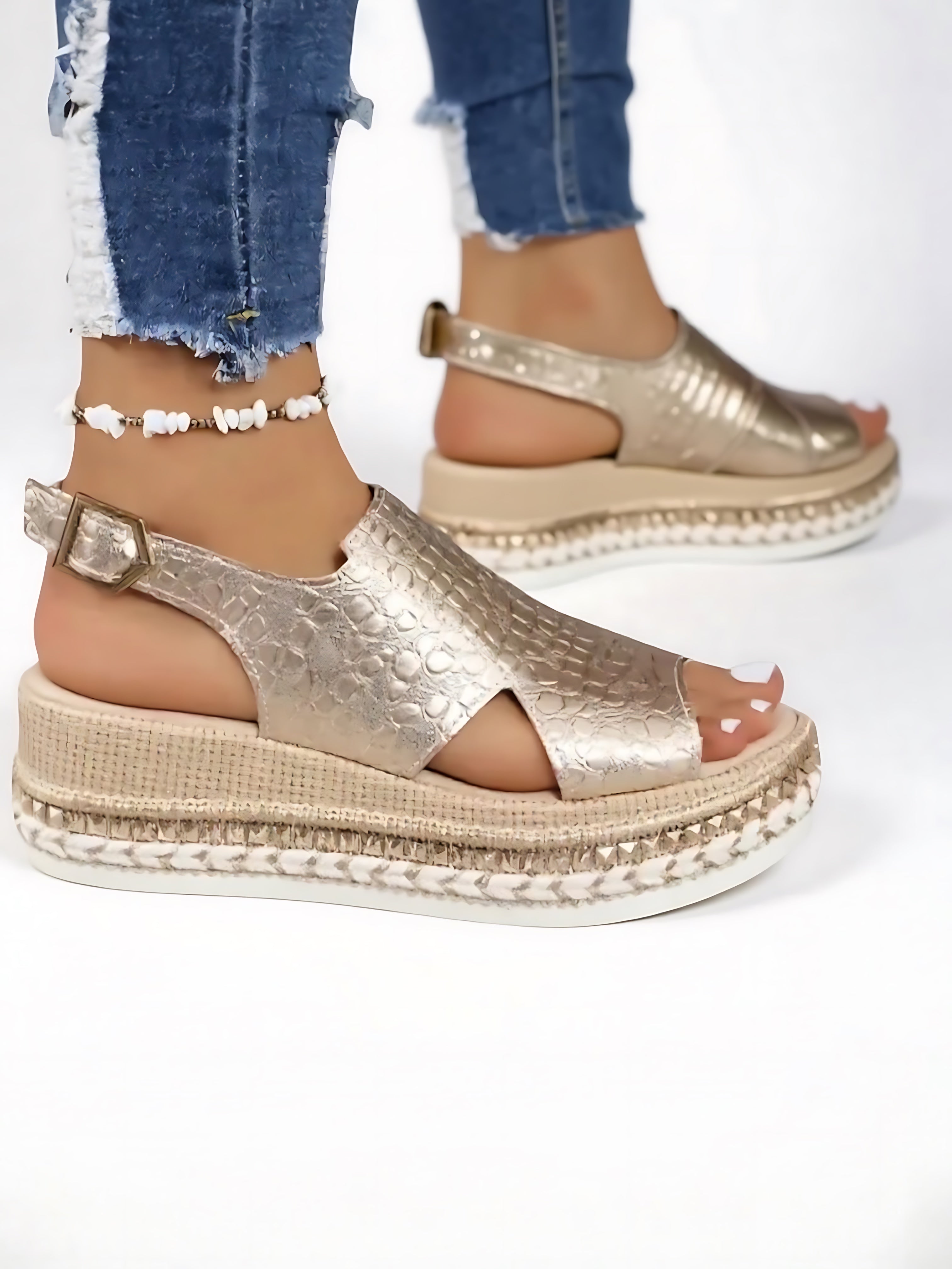 Iris – Crisscross Espadrille Platform Wedge Sandals