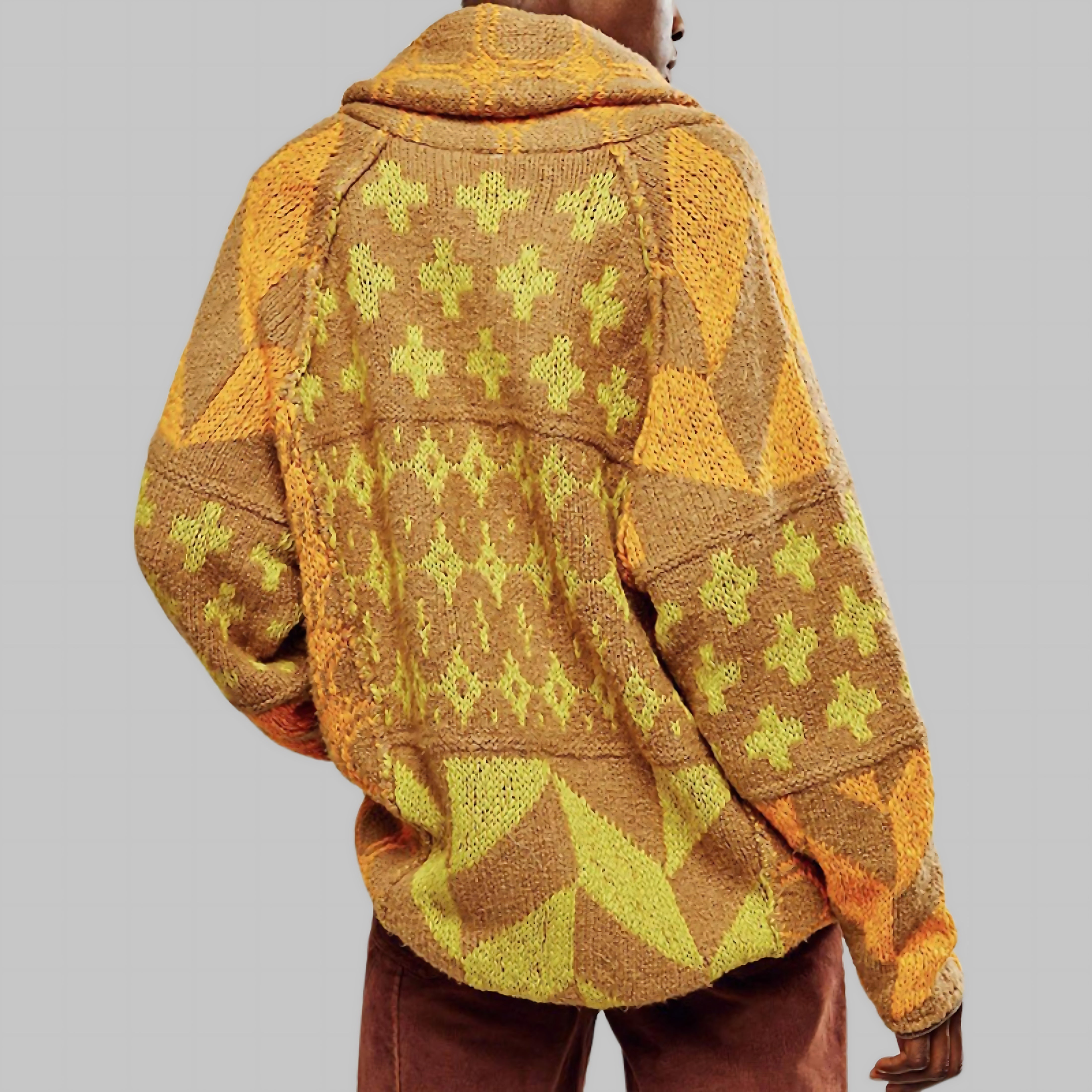 Iris – Geometric Print Open Front Knit Cardigan