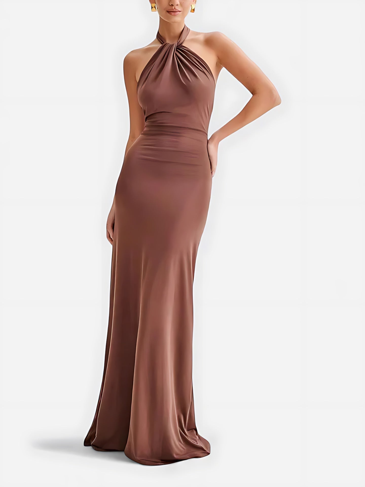 Iris – Halter Neck Bodycon Evening Maxi Dress