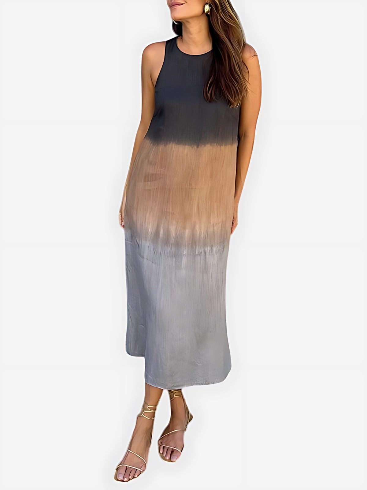 Iris – Satin Ombre Evening Midi Dress