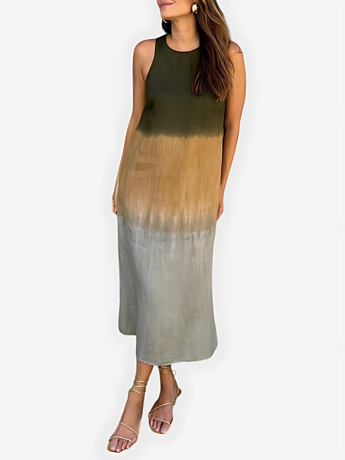 Iris – Satin Ombre Evening Midi Dress