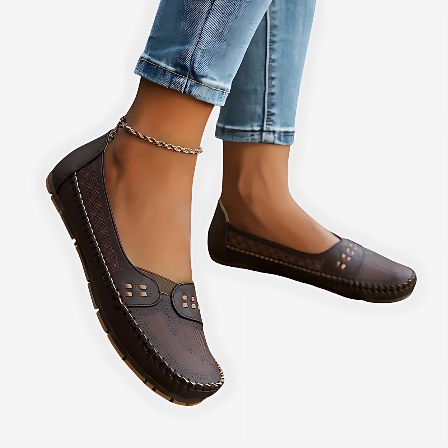 Isabella – Studded Slip On Round Toe Flats