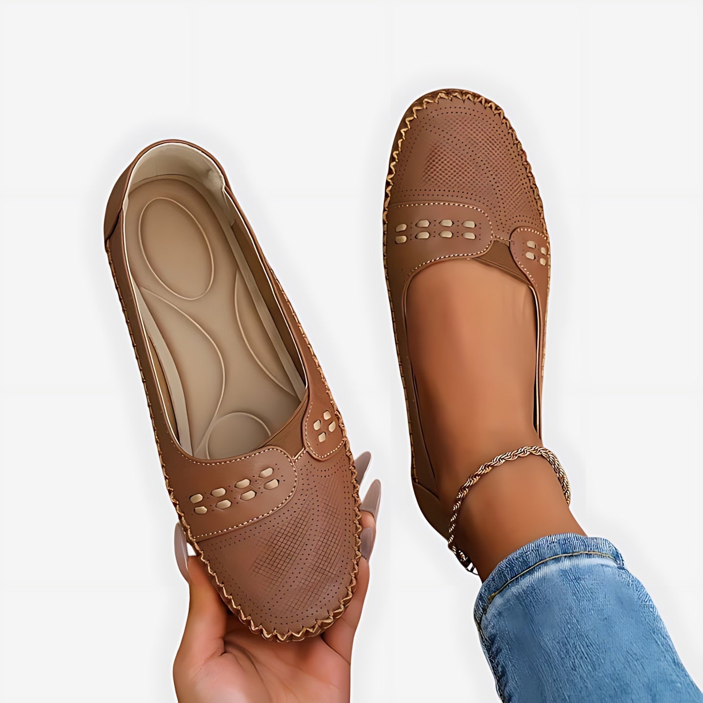 Isabella – Studded Slip On Round Toe Flats