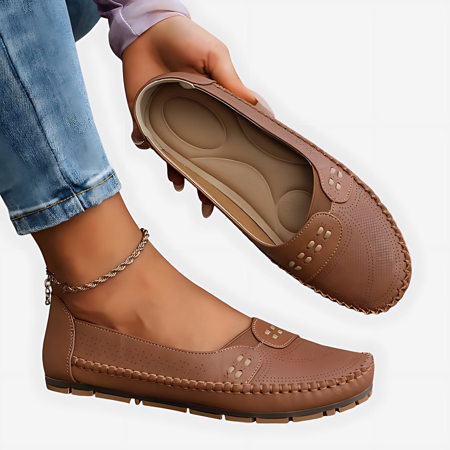 Isabella – Studded Slip On Round Toe Flats