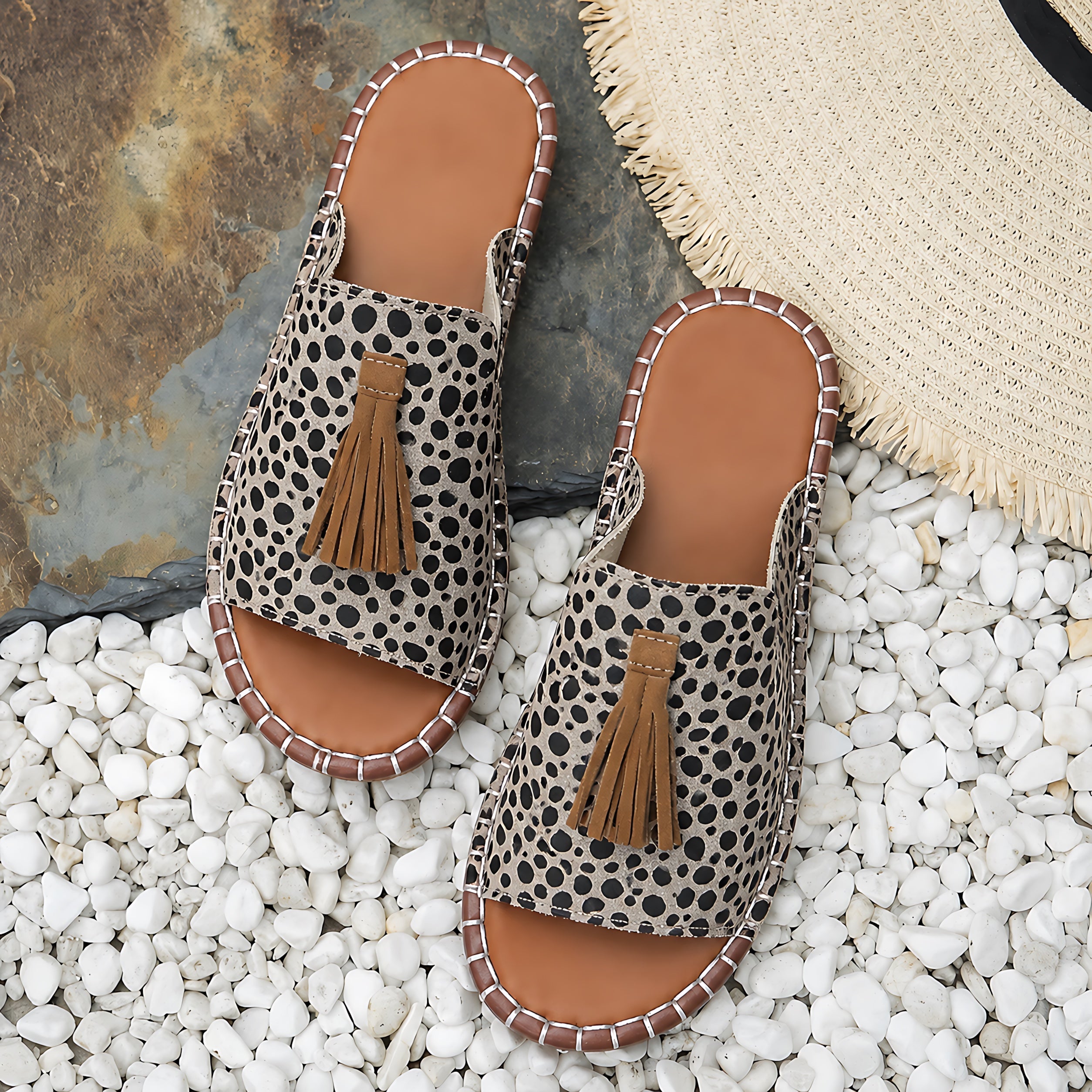 Isla – Embroidered Boho Flat Slide Sandals