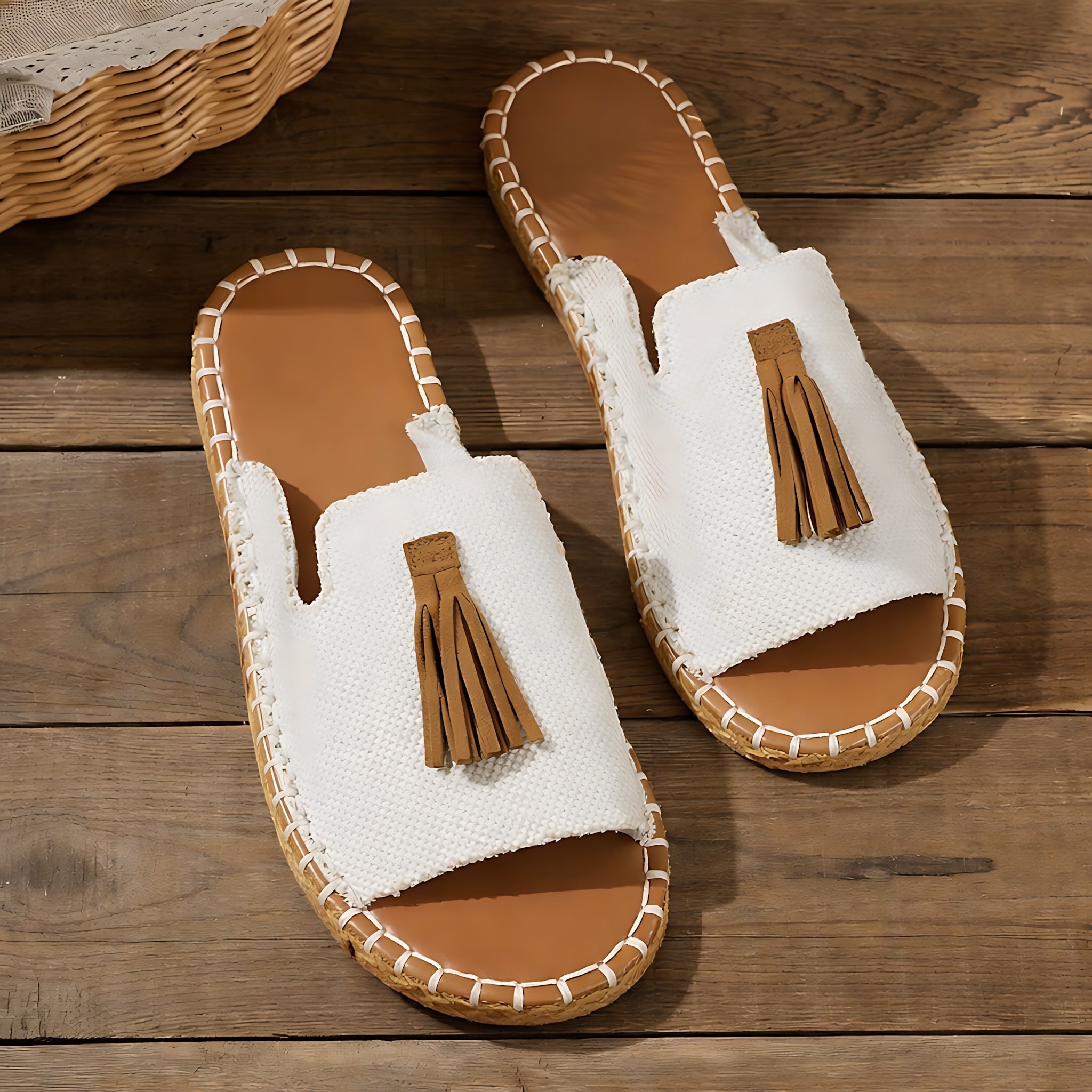 Isla – Embroidered Boho Flat Slide Sandals