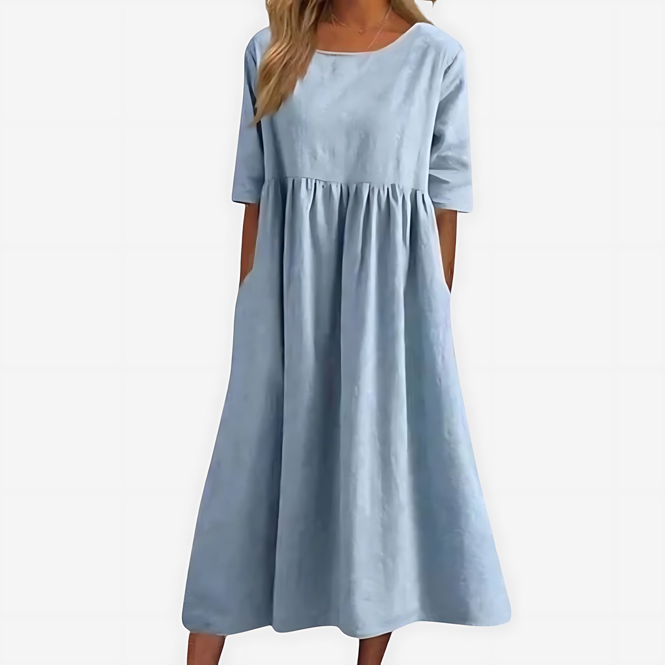 Isla – Short Sleeve Babydoll Summer Midi Dress