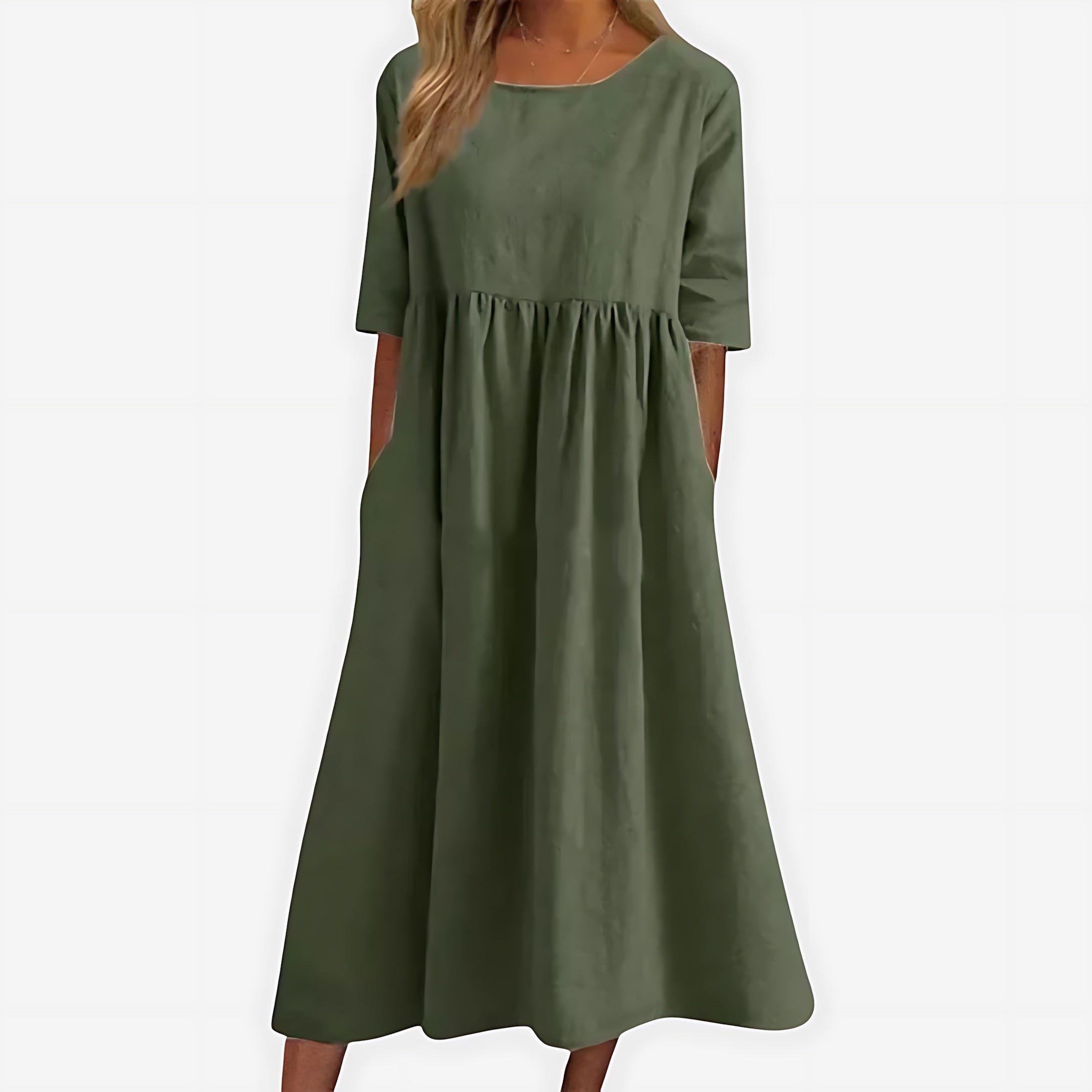 Isla – Short Sleeve Babydoll Summer Midi Dress