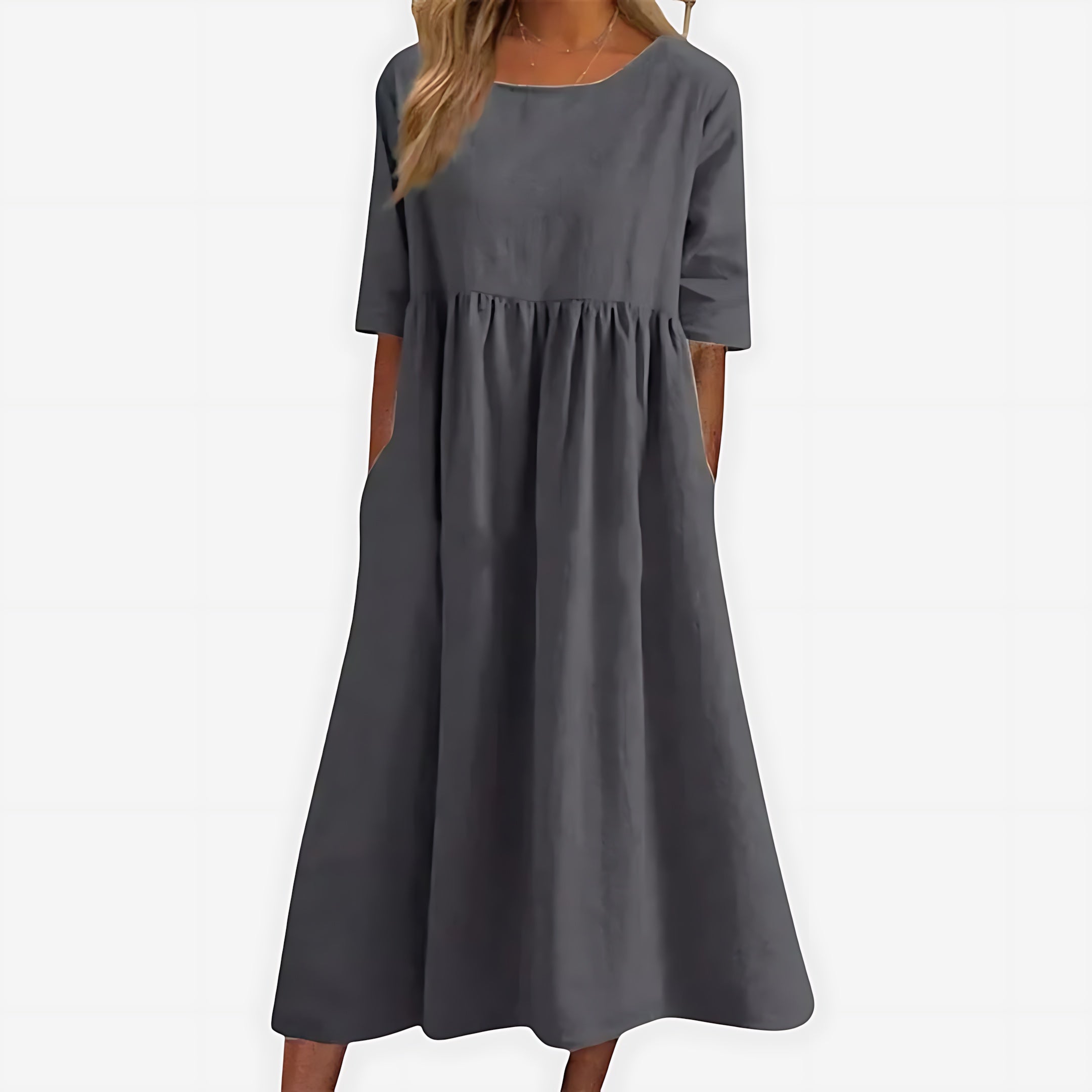 Isla – Short Sleeve Babydoll Summer Midi Dress