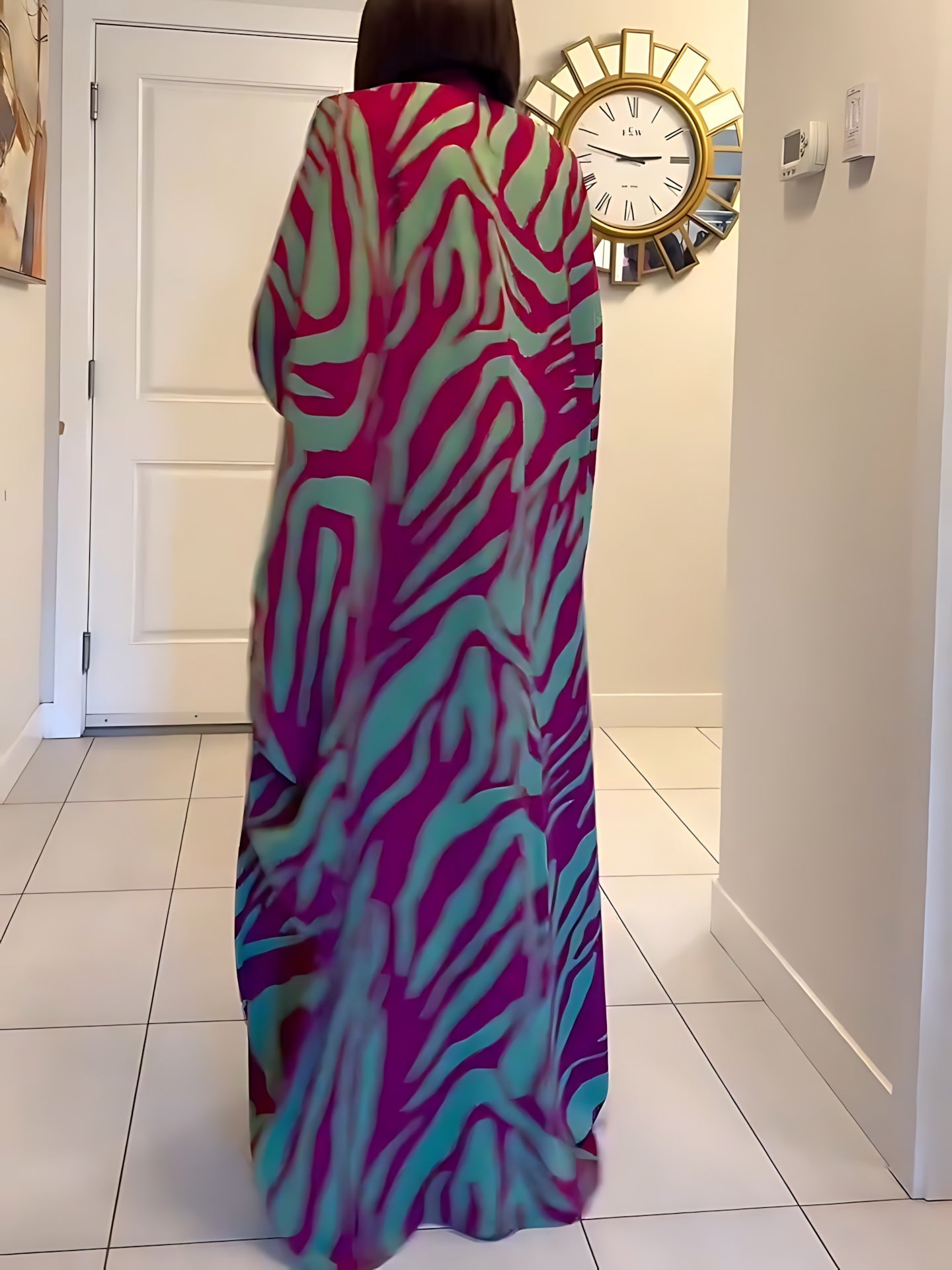 Isla – Zebra Print Batwing Sleeve Kaftan Maxi Dress