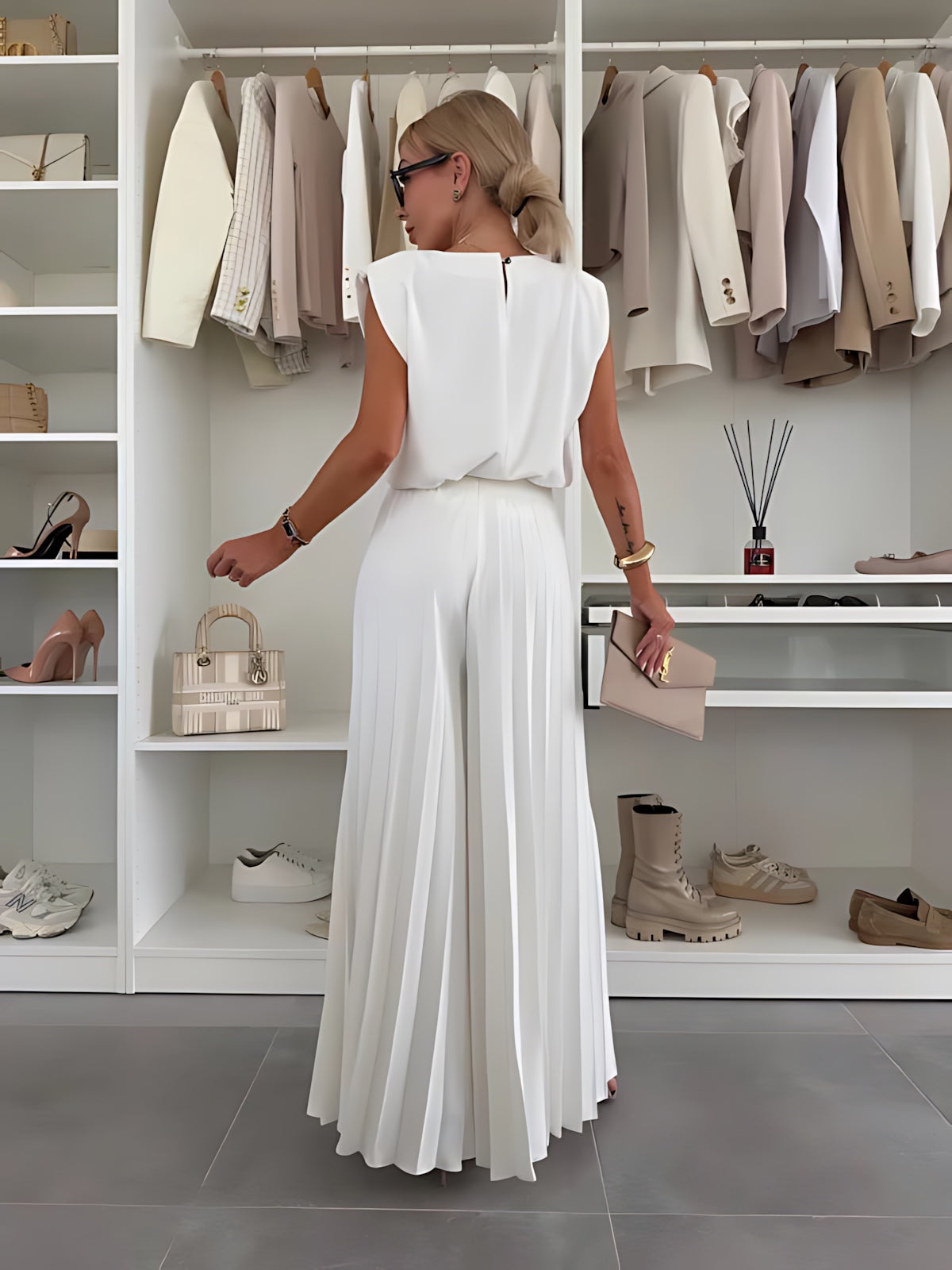 Ivy – Tank Top and Pleated Wide Leg Pants Set