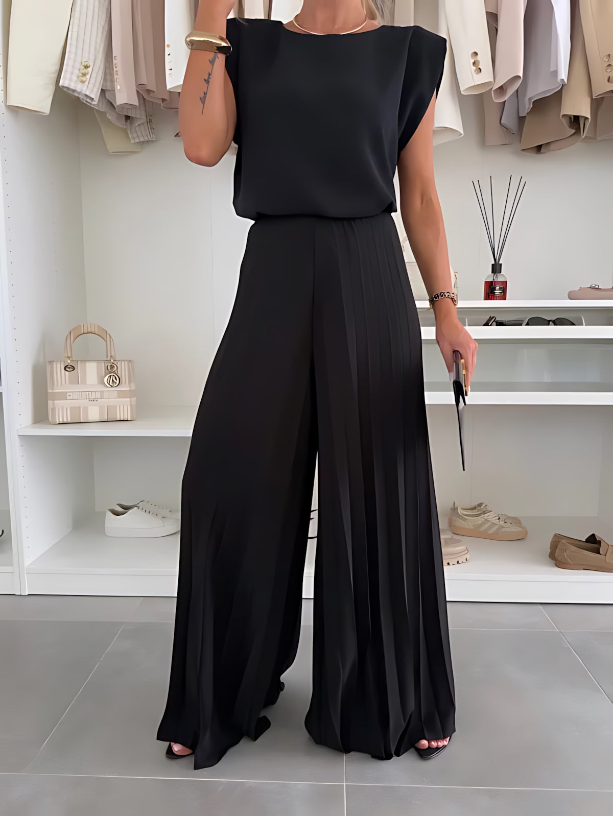 Ivy – Tank Top and Pleated Wide Leg Pants Set