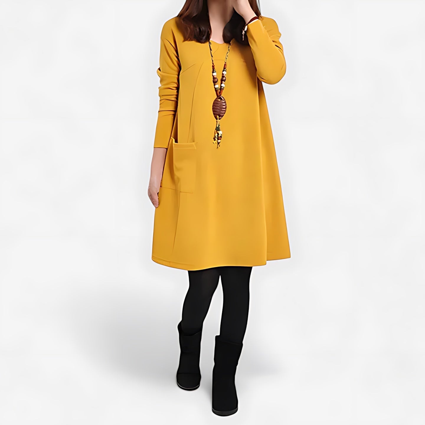 Ivy – V Neck Long Sleeve A Line Dress