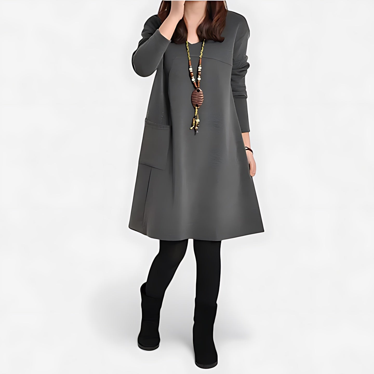 Ivy – V Neck Long Sleeve A Line Dress