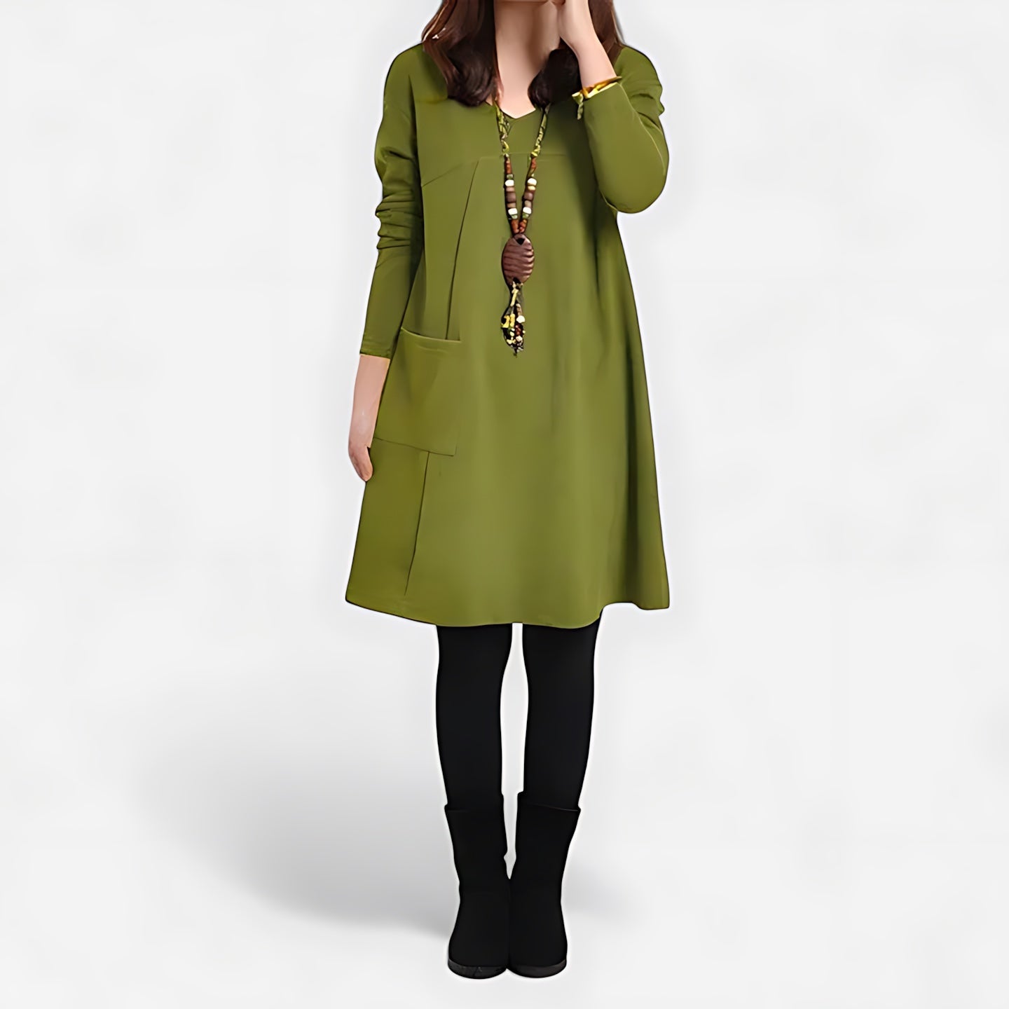 Ivy – V Neck Long Sleeve A Line Dress