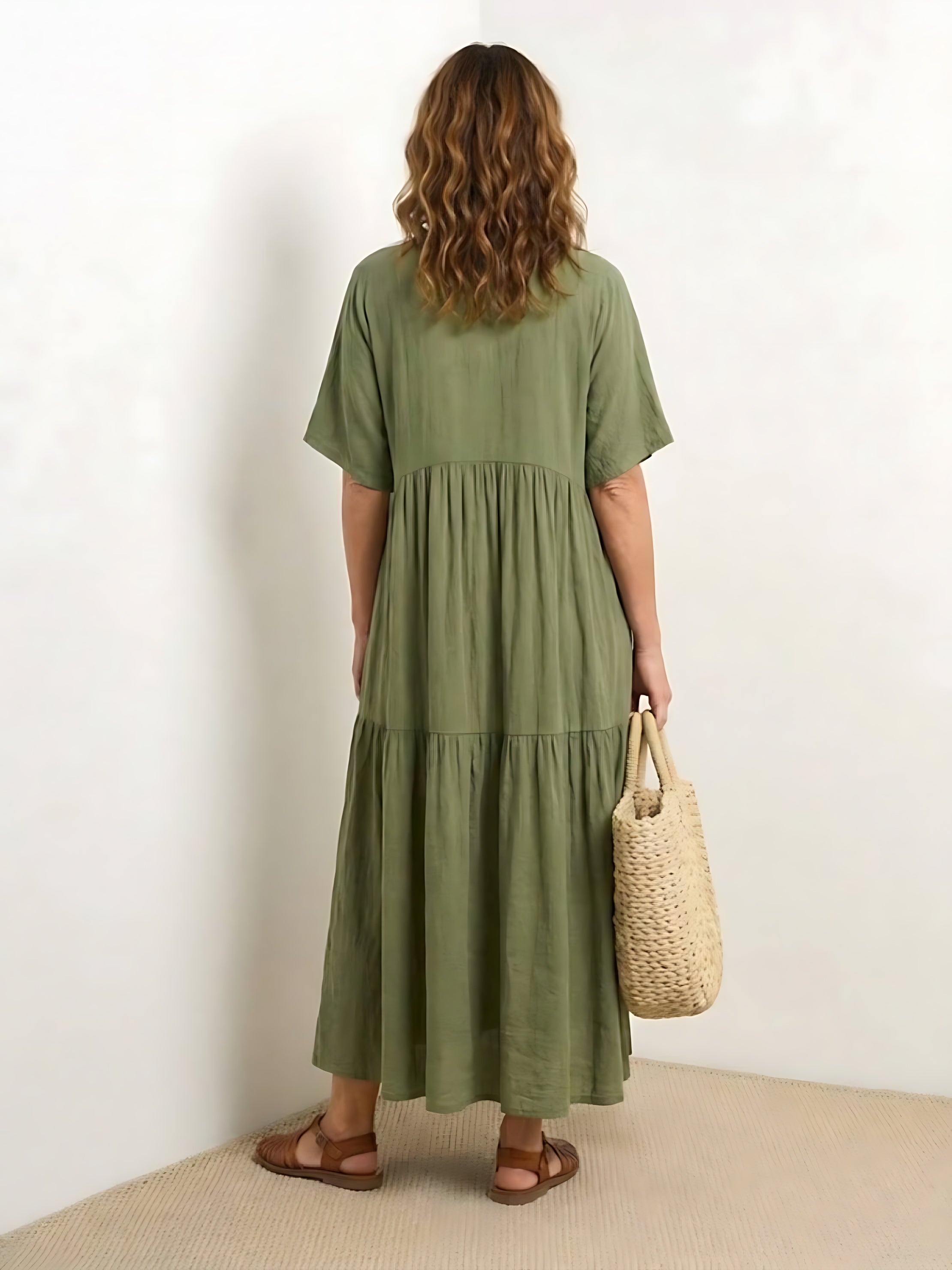 Jasmine – V Neck Tiered Swing Summer Maxi Dress