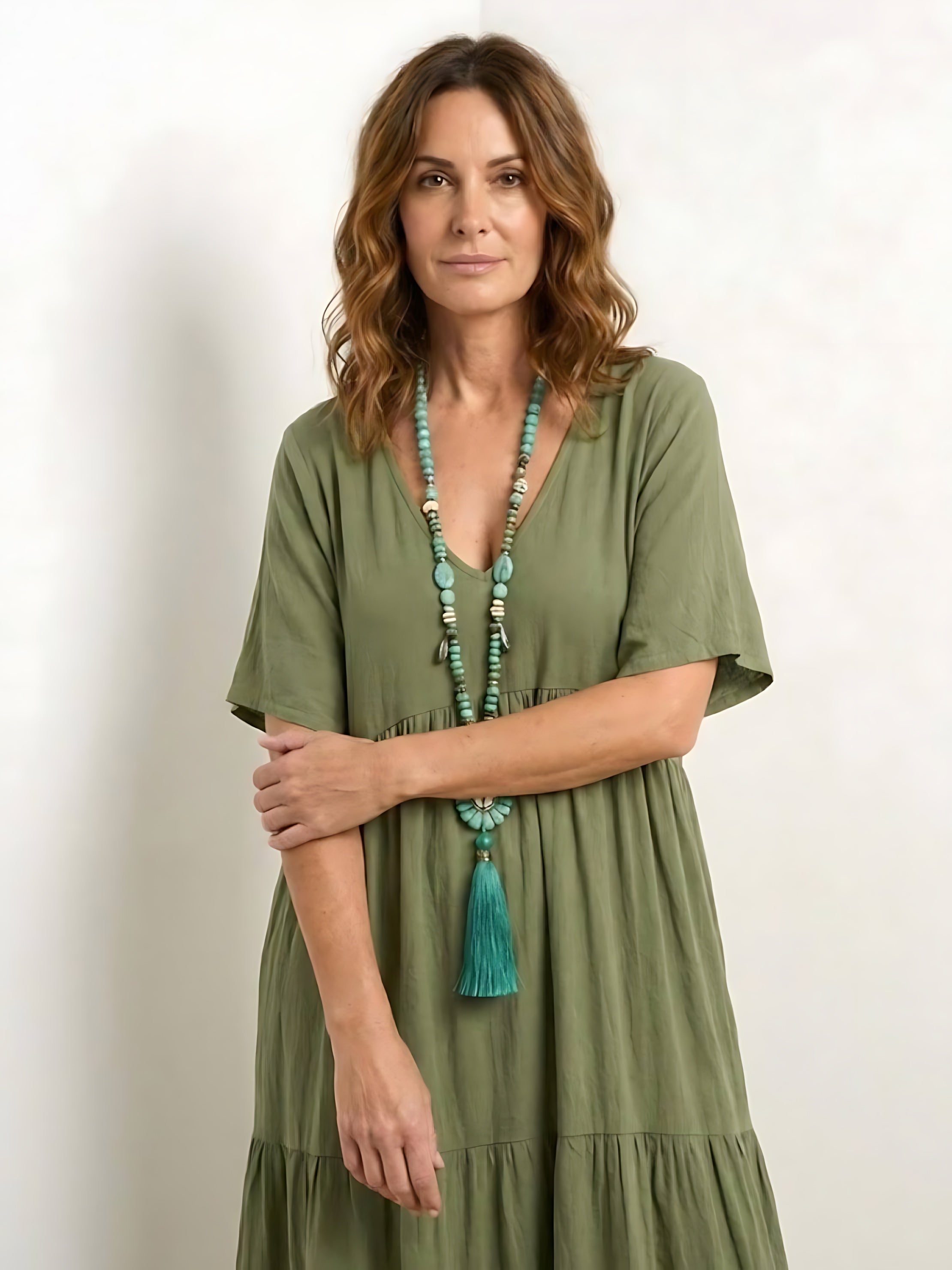 Jasmine – V Neck Tiered Swing Summer Maxi Dress
