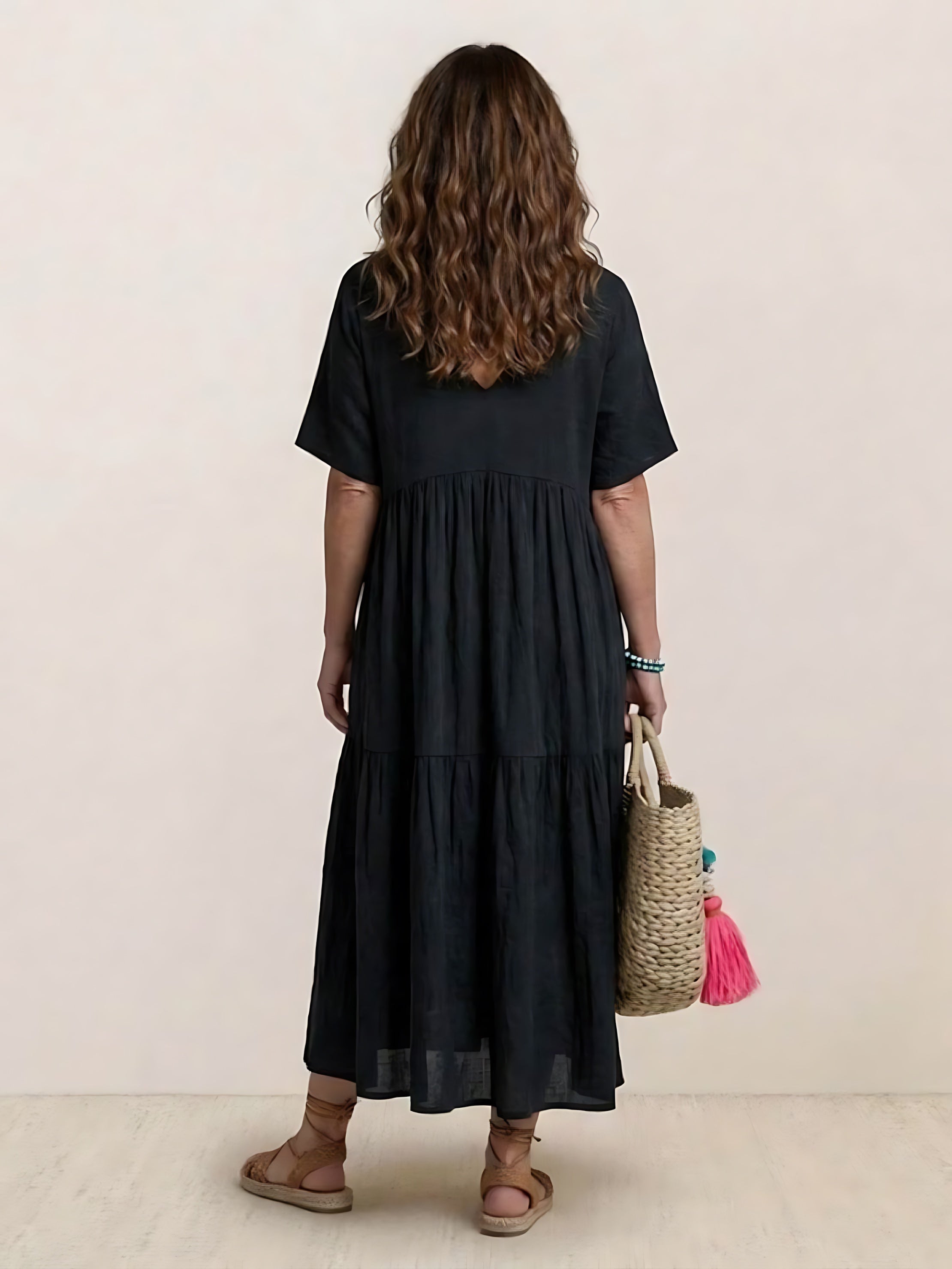 Jasmine – V Neck Tiered Swing Summer Maxi Dress