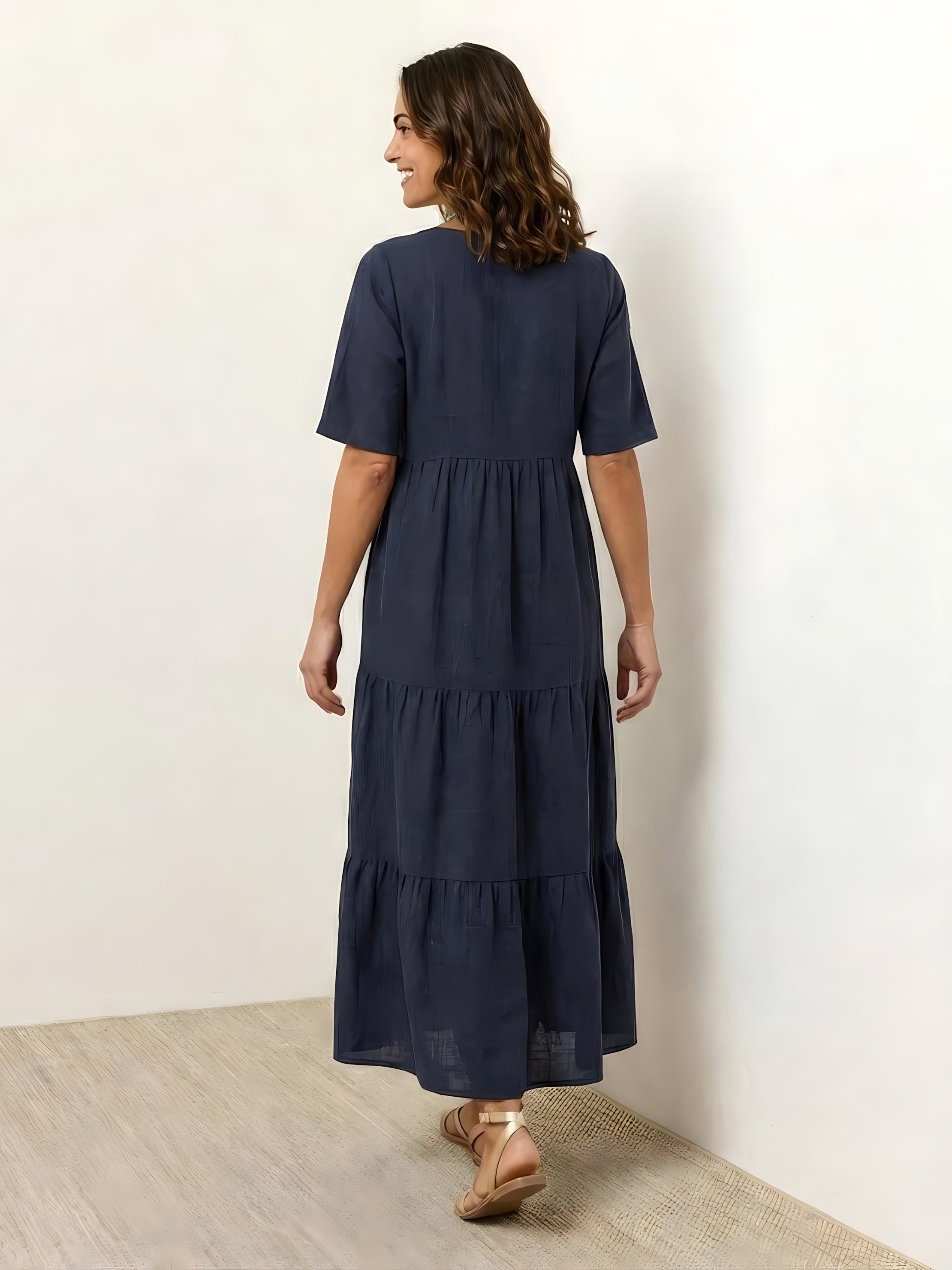 Jasmine – V Neck Tiered Swing Summer Maxi Dress