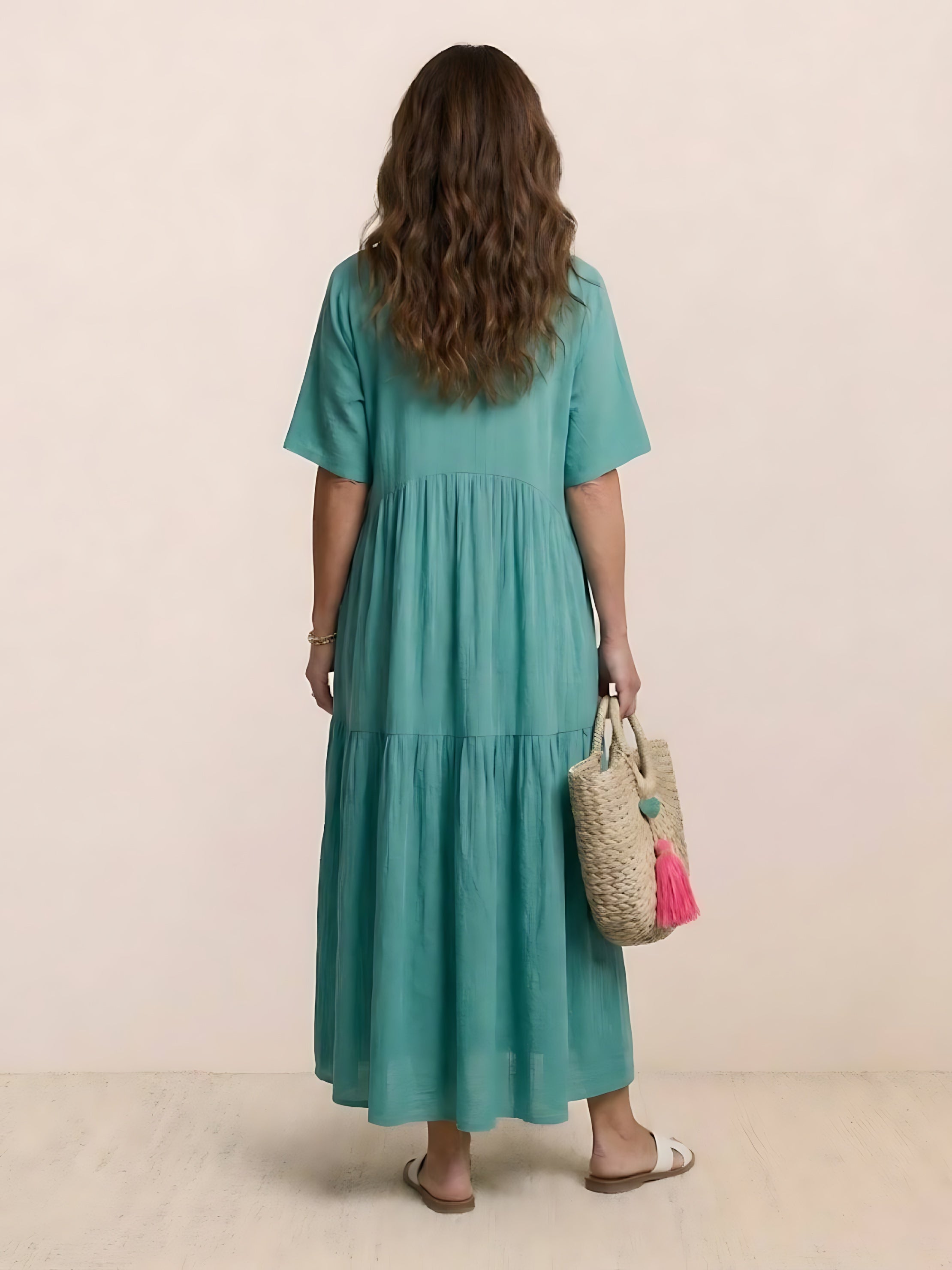 Jasmine – V Neck Tiered Swing Summer Maxi Dress