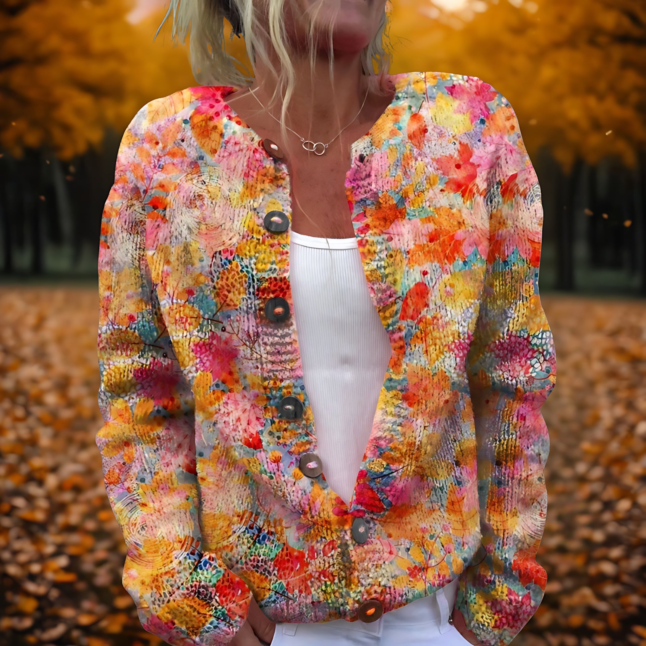 Jolene – Floral Print Button Up Fuzzy Cardigan