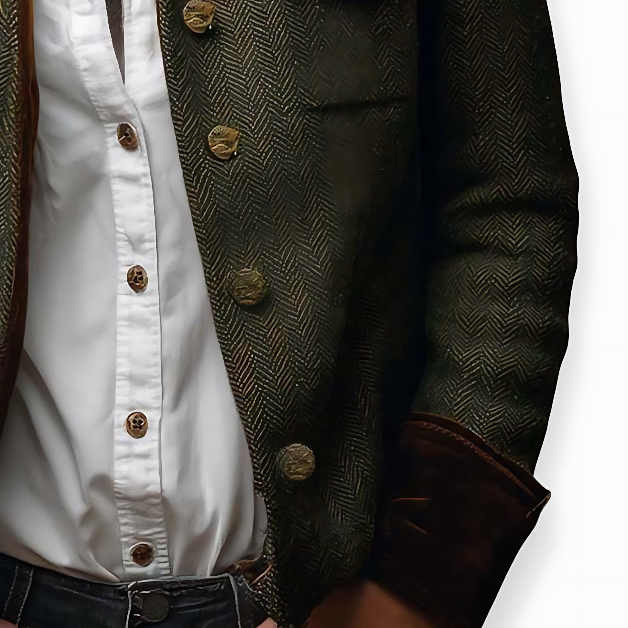 Jolene – Herringbone Button Up Jacket