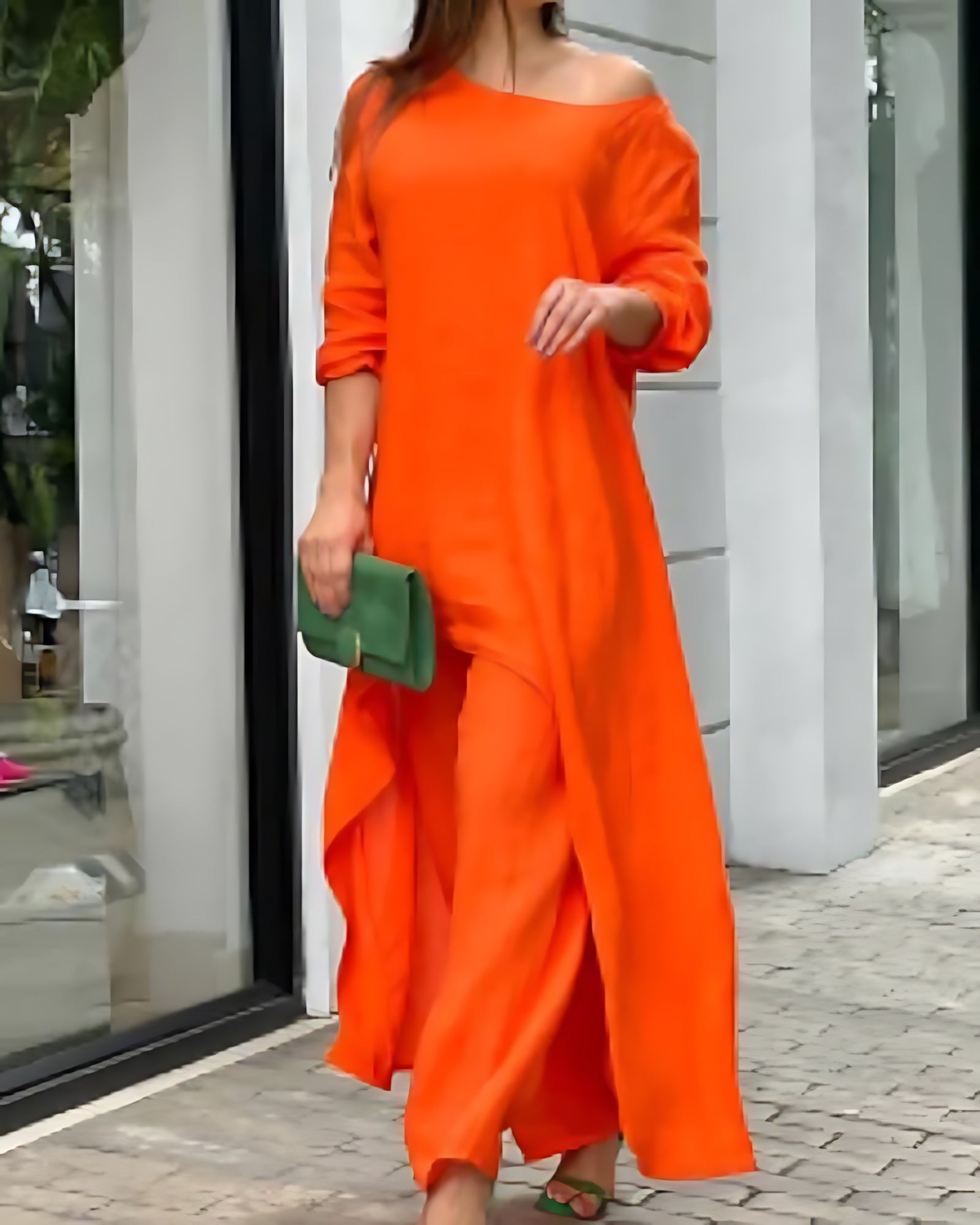 Jolene – Longline Tunic Top and Wide Leg Pants Set