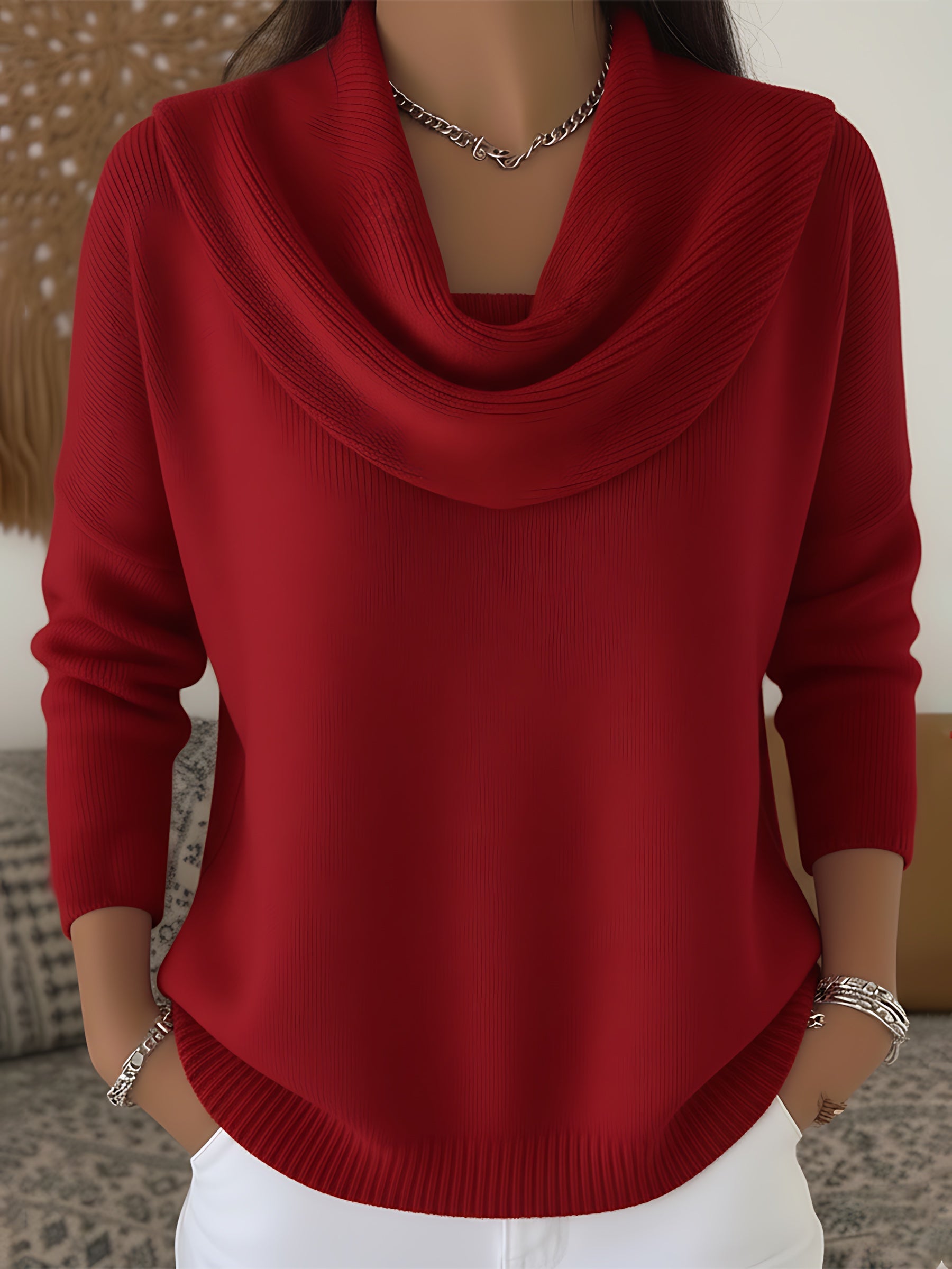 Josie – Cowl Neck Draped Knit Sweater