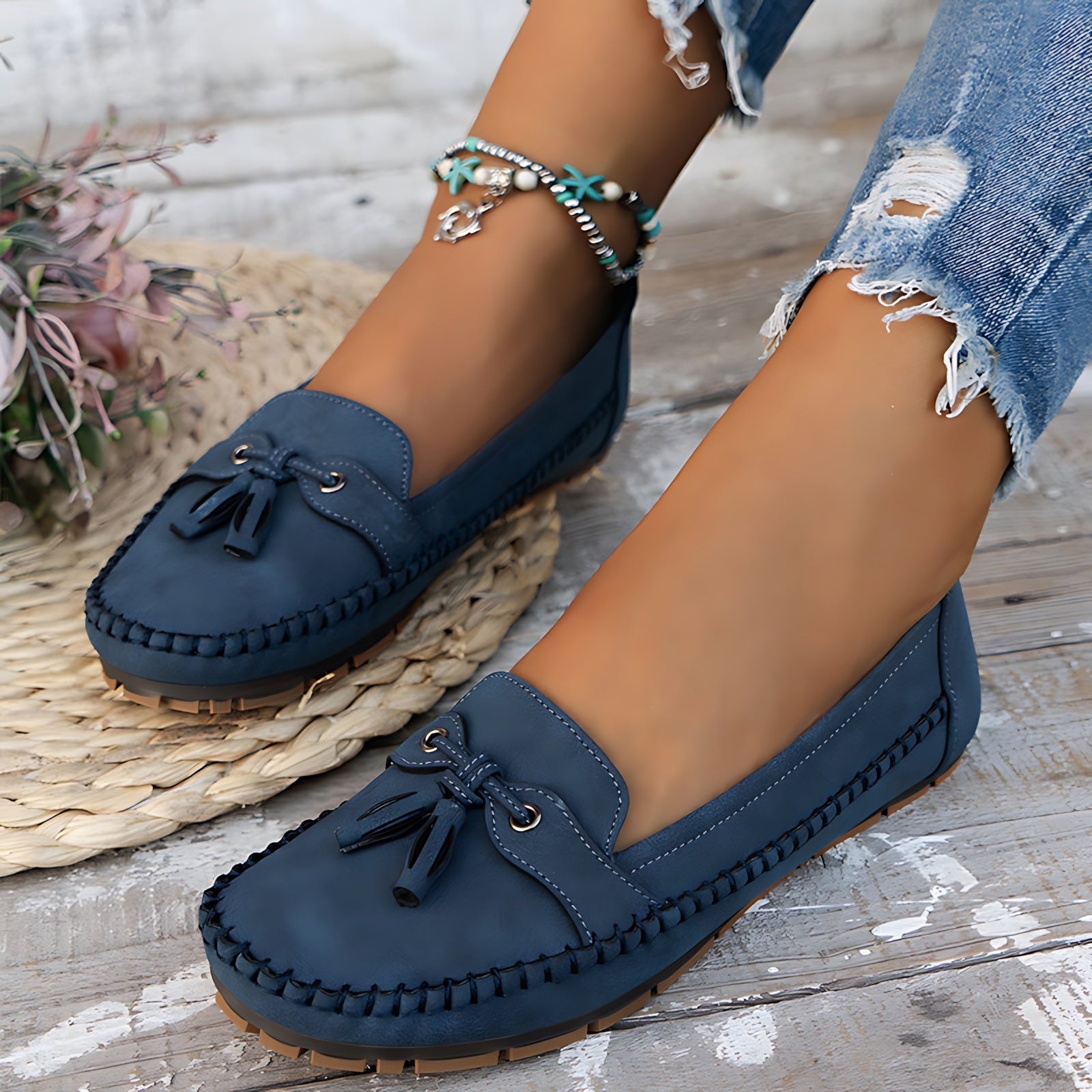 Josie – Suede Tassel Moc Toe Loafers
