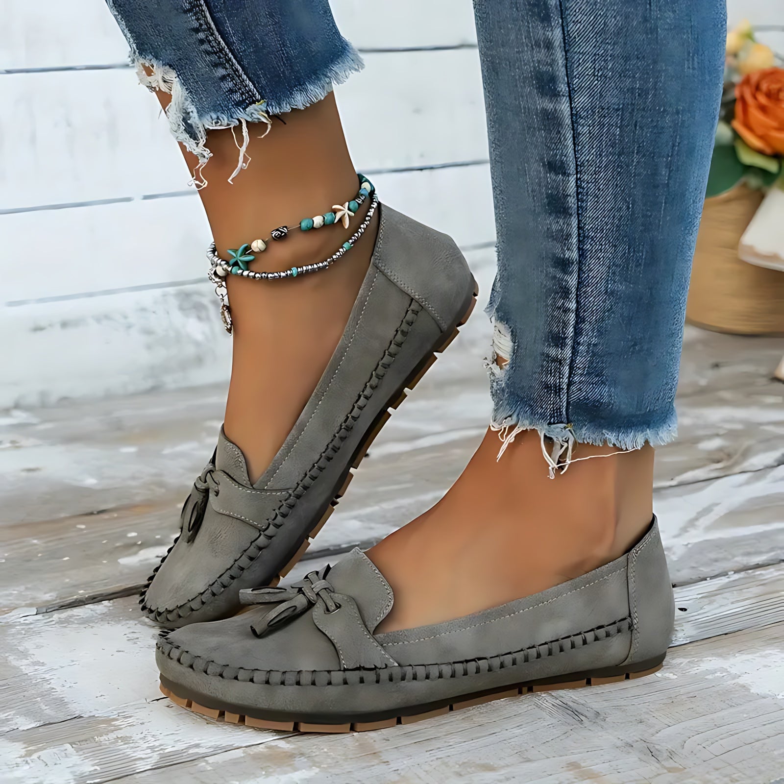 Josie – Suede Tassel Moc Toe Loafers