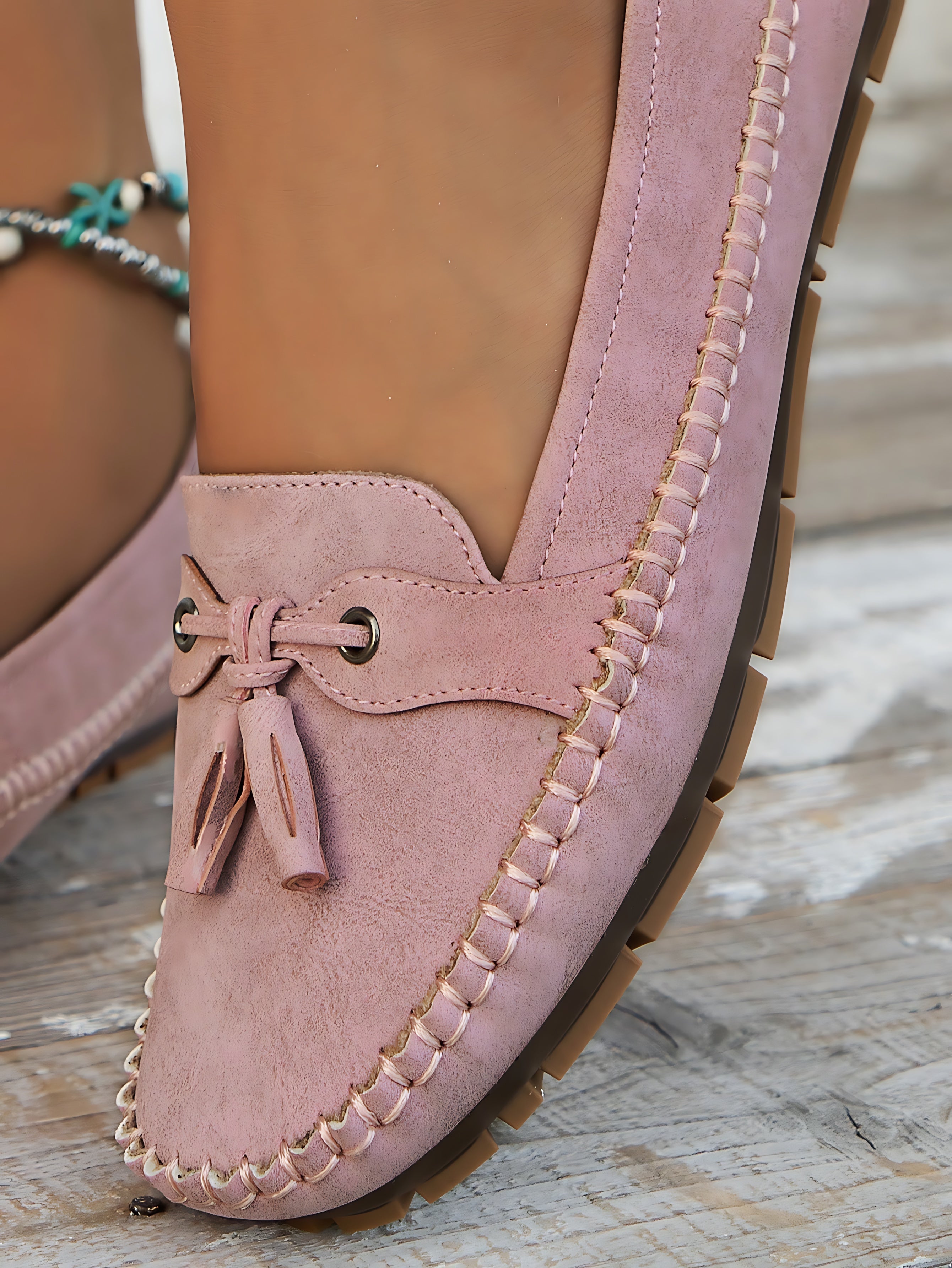 Josie – Suede Tassel Moc Toe Loafers