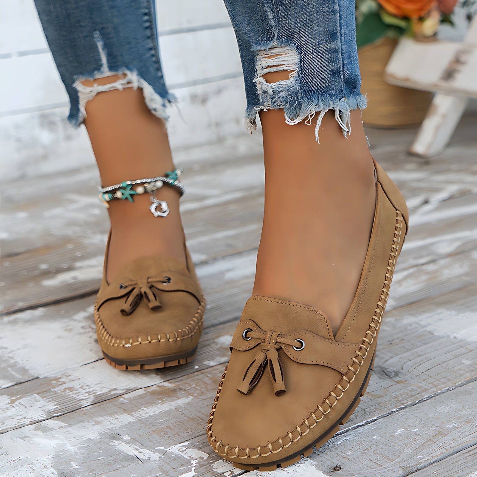 Josie – Suede Tassel Moc Toe Loafers